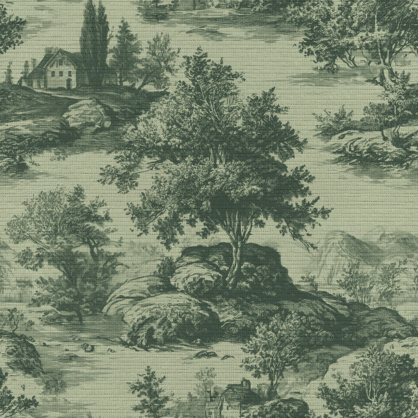 Forrest Ink Toile Faux Grasscloth Wallpaper - Painted Paper