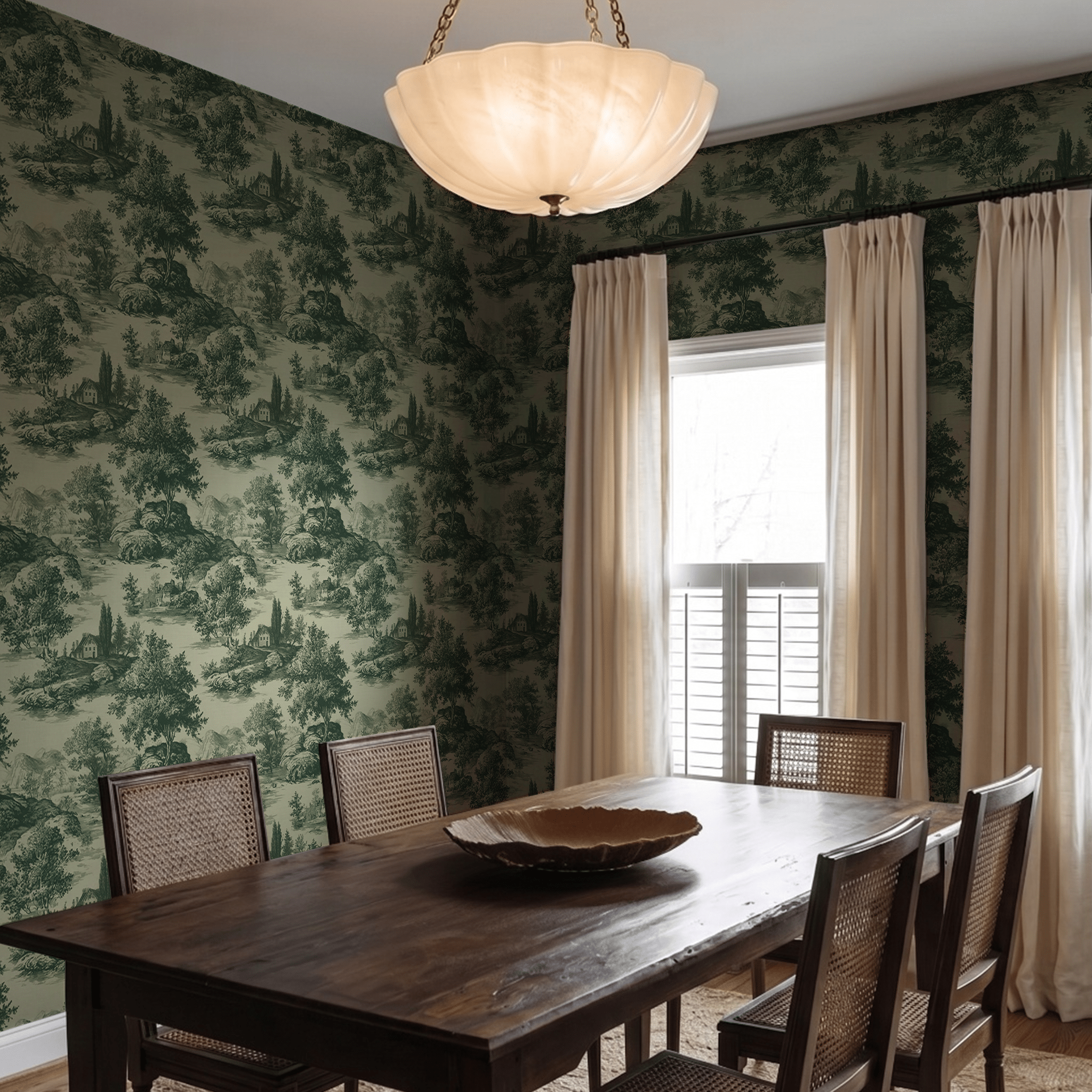 Forrest Ink Toile Wallpaper - Benton Lane Home - Painted Paper
