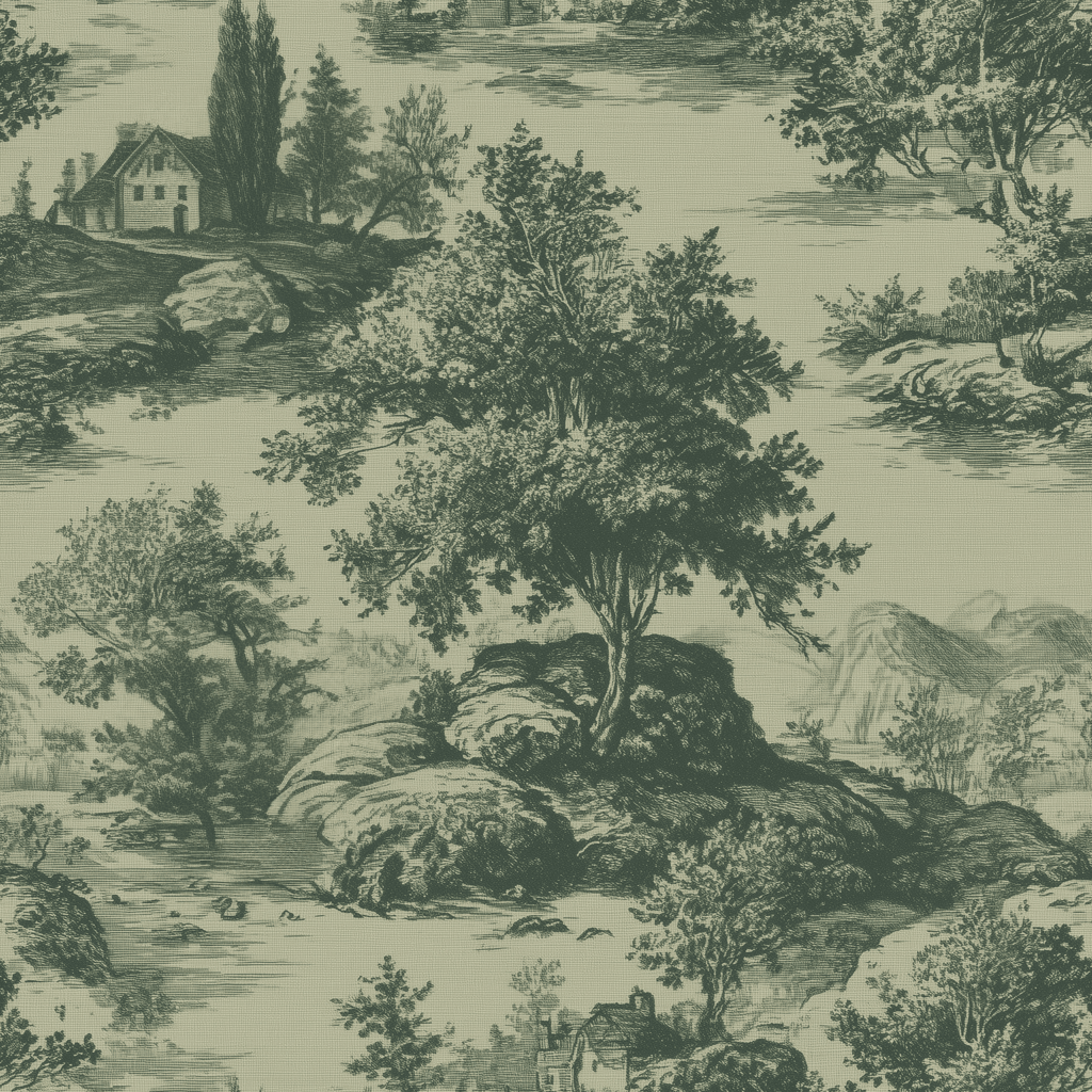 Forrest Ink Toile Wallpaper - Painted Paper