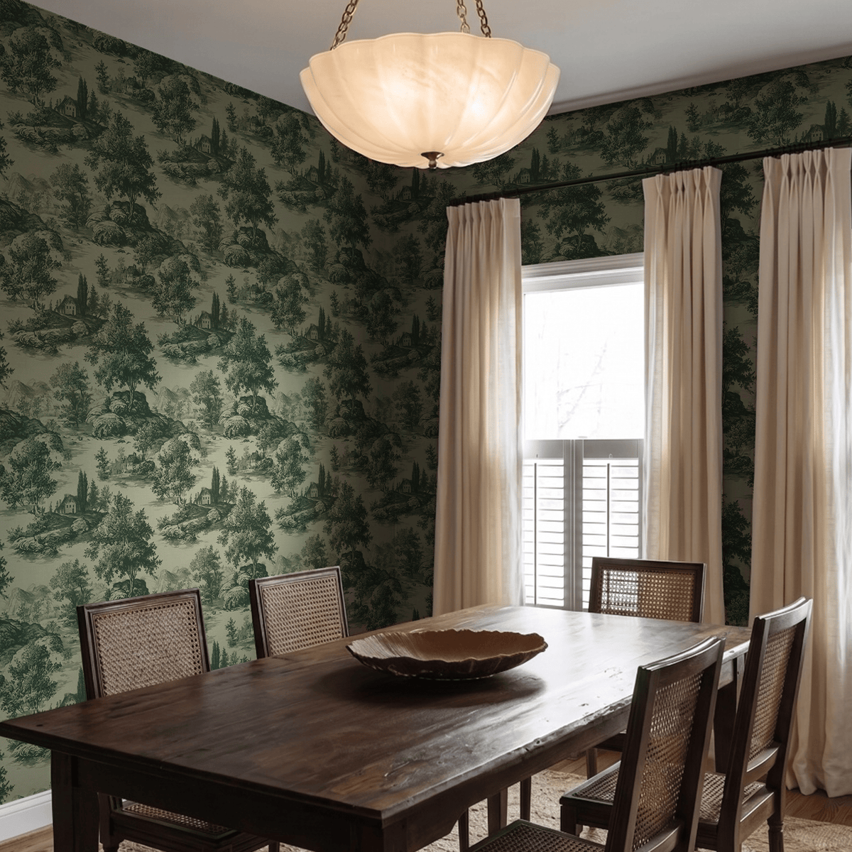 Forrest Ink Toile Wallpaper - Painted Paper