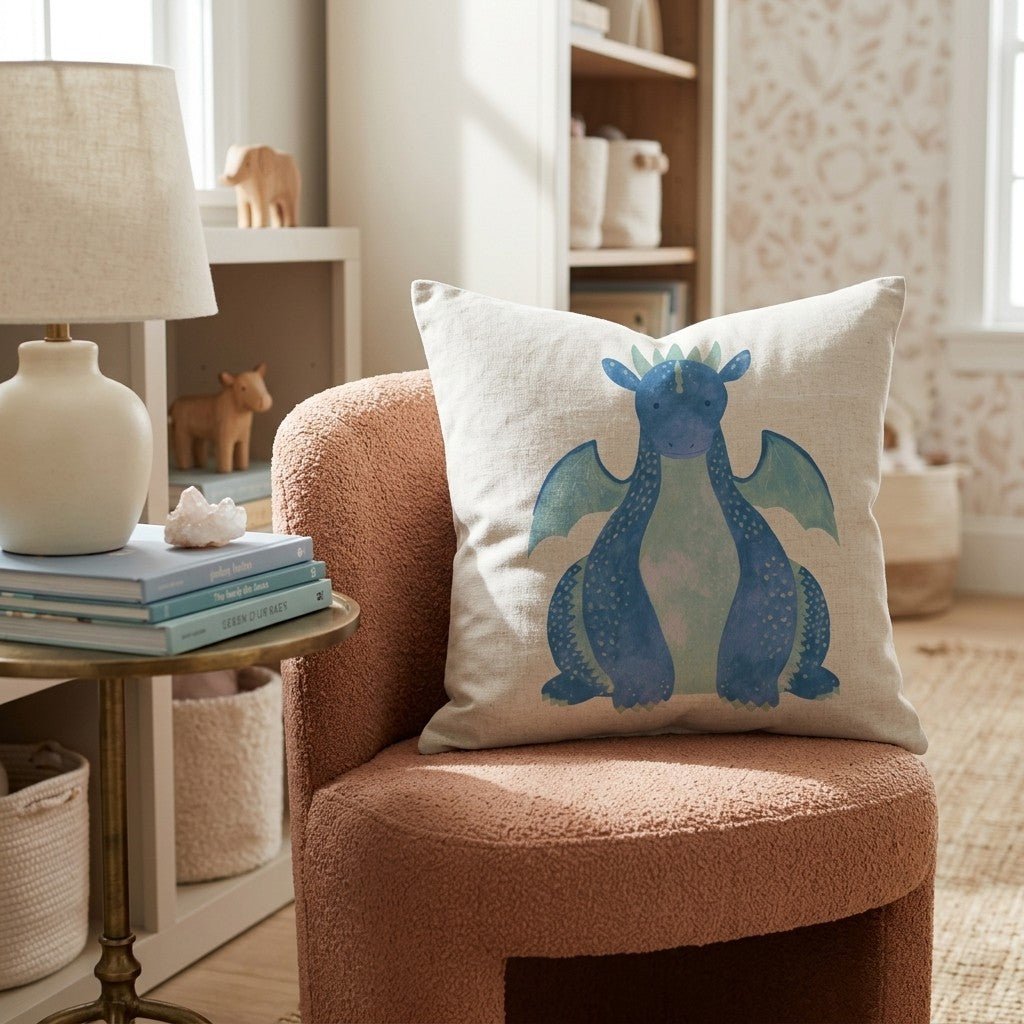 Friendly Blue Dragon Throw Pillow - Benton Lane Home - Hillcroft Home