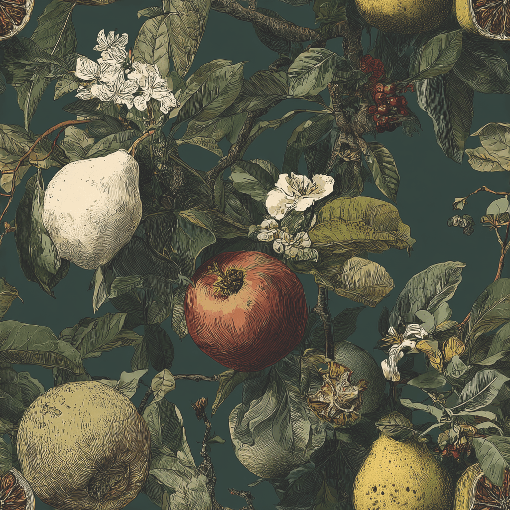 Fruitful Blooms Wallpaper - Painted Paper