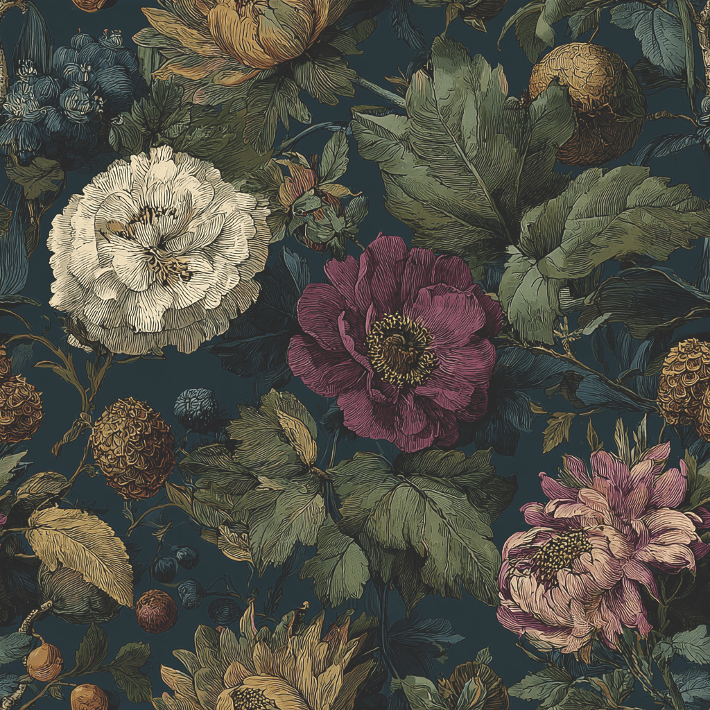 Garden Night Wallpaper - Painted Paper
