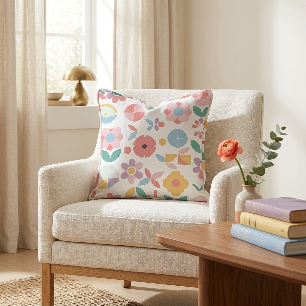 Geoflora Throw Pillow - Lemon Park