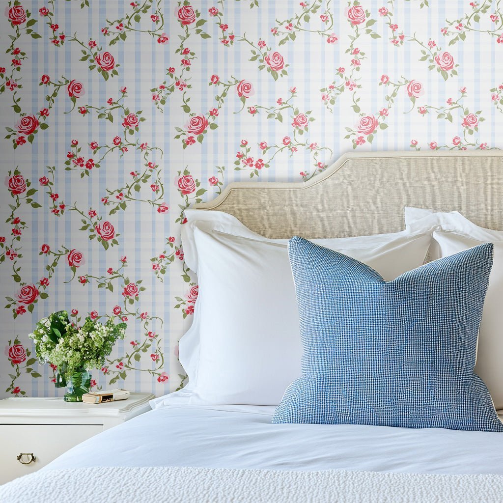 Gingham Garden Wallpaper - Benton Lane Home - Painted Paper