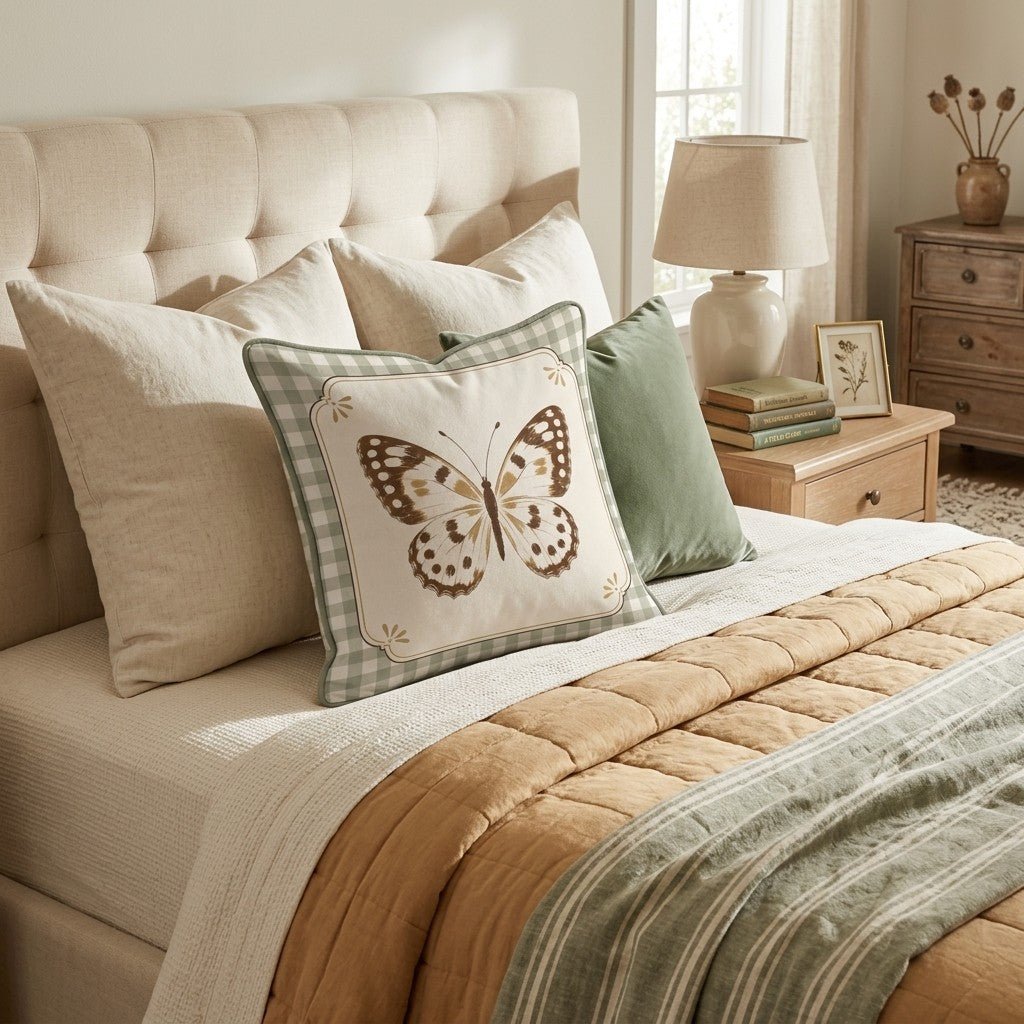 Gingham Mariposa Throw Pillow - Benton Lane Home - Hillcroft Home