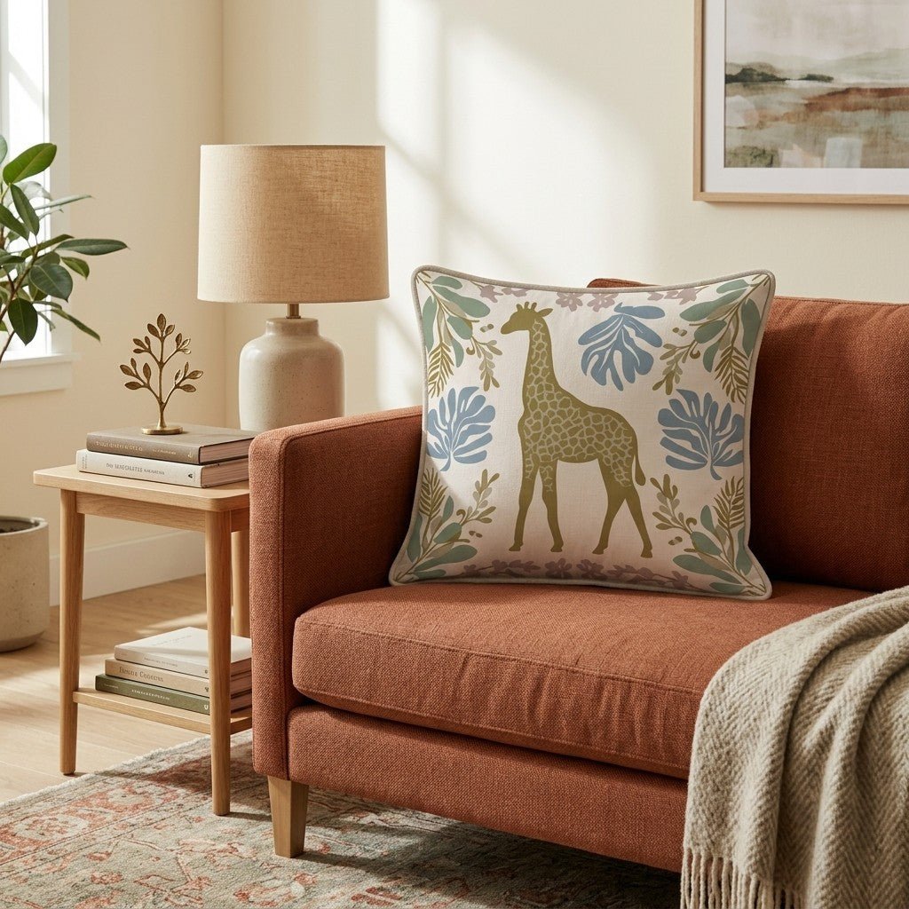 Giraffe Safari Throw Pillow - Benton Lane Home - Hillcroft Home