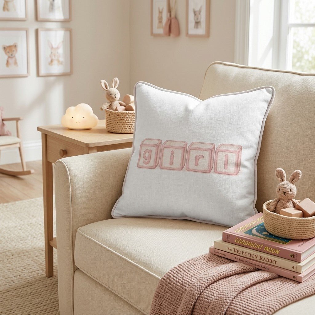 Girl Blocks Throw Pillow - Benton Lane Home - Hillcroft Home