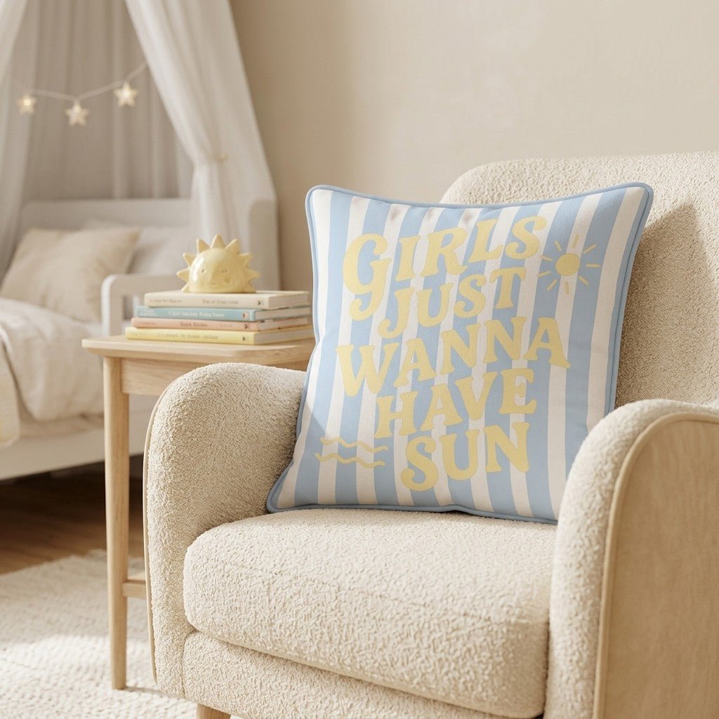 Girls Just Wanna Have Sun Throw Pillow - Benton Lane Home - Hillcroft Home