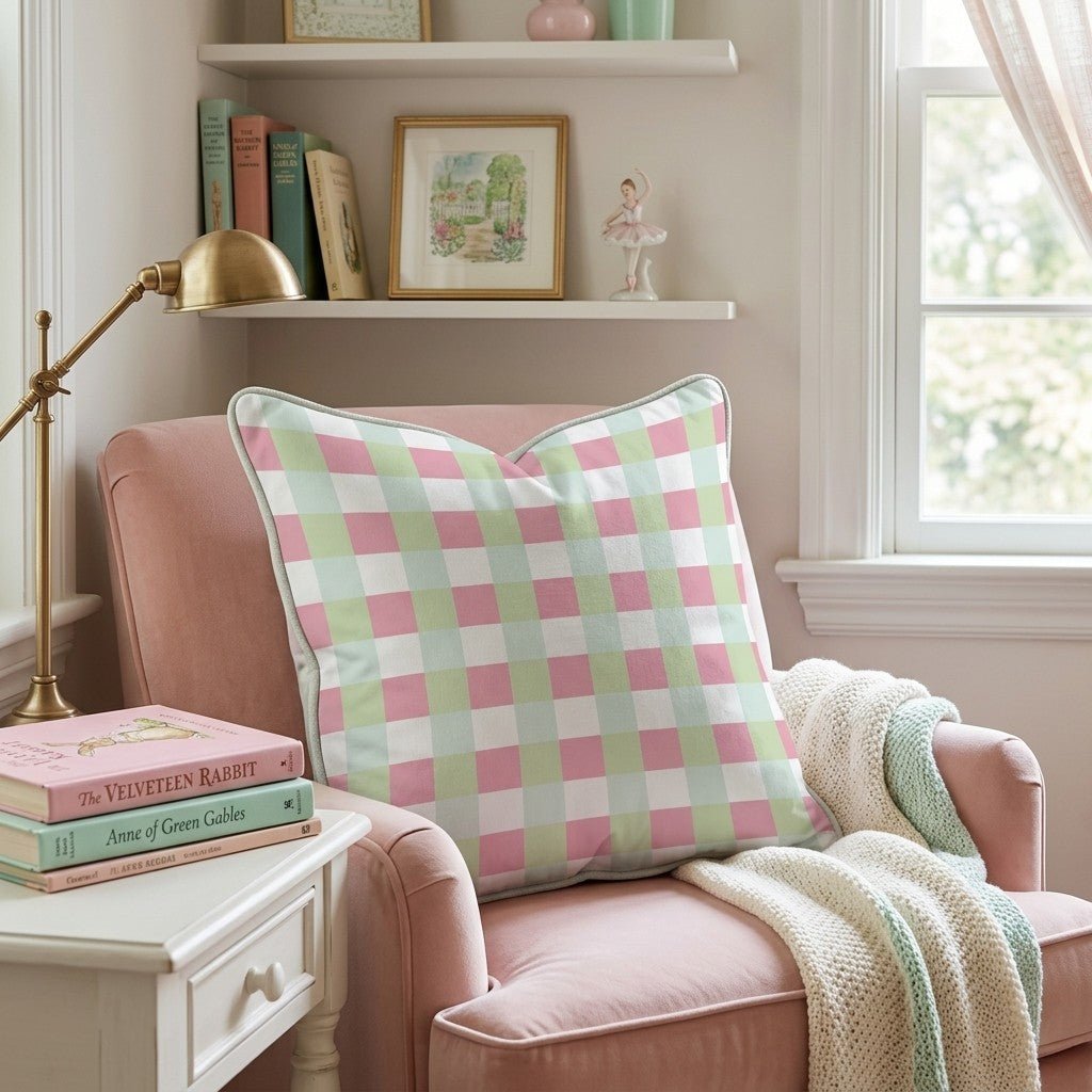 Girly Gingham Throw Pillow - Benton Lane Home - Hillcroft Home