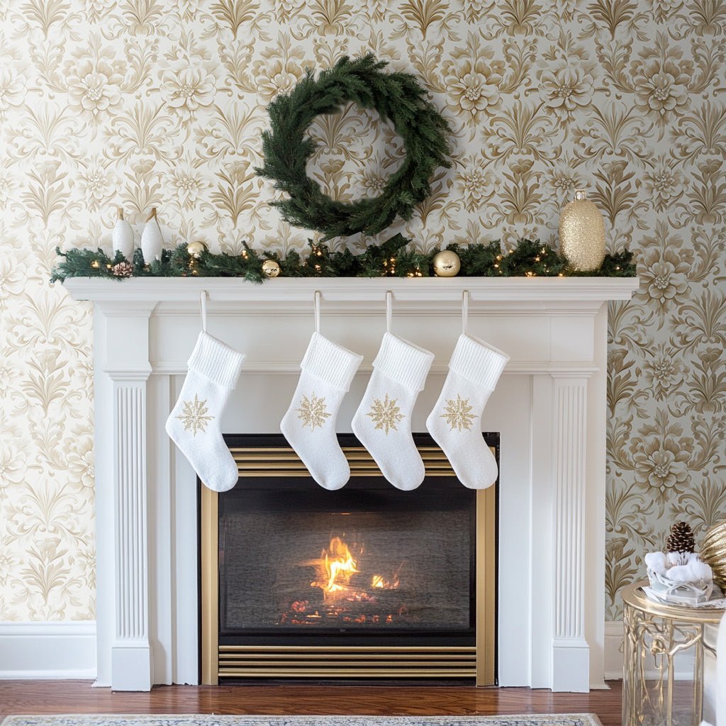 Golden Brocade Wallpaper - Premium - Benton Lane Home - Painted Paper