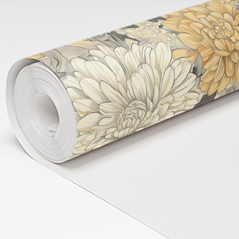 Golden Chrysanthemum Wallpaper - Benton Lane Home - Painted Paper