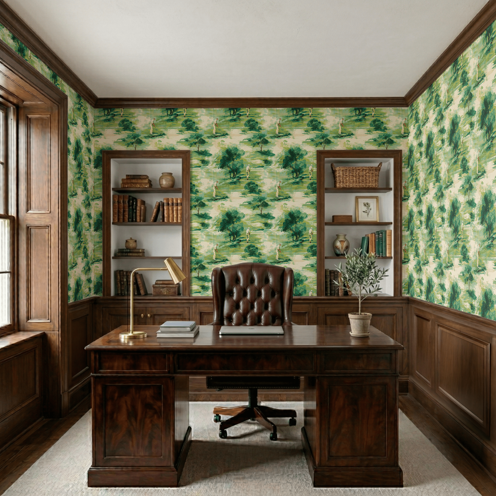 Golden Hour Fairway Wallpaper - Benton Lane Home - Painted Paper