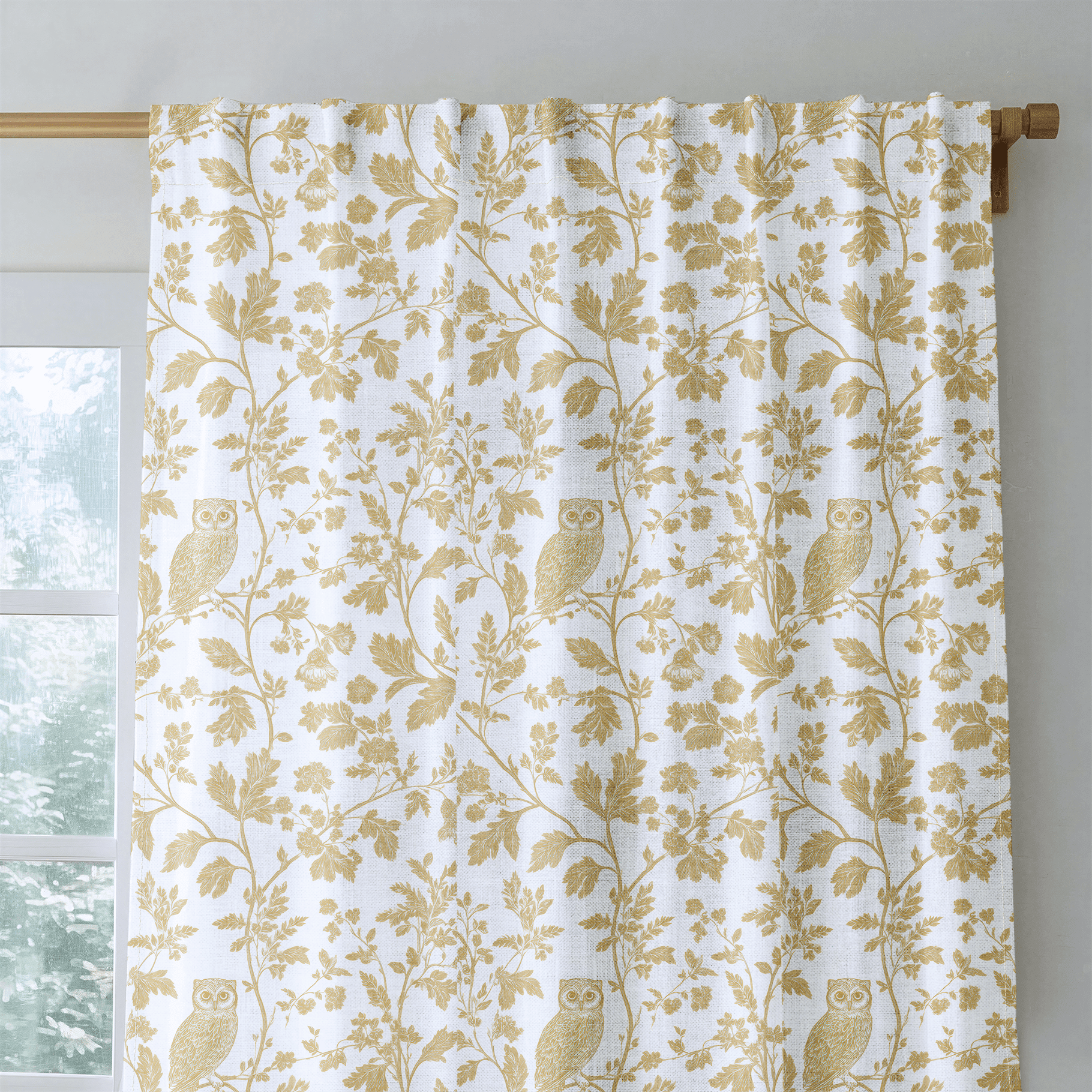 Golden Owl Friend - Drapery - Benton Lane Home - Lemon Park