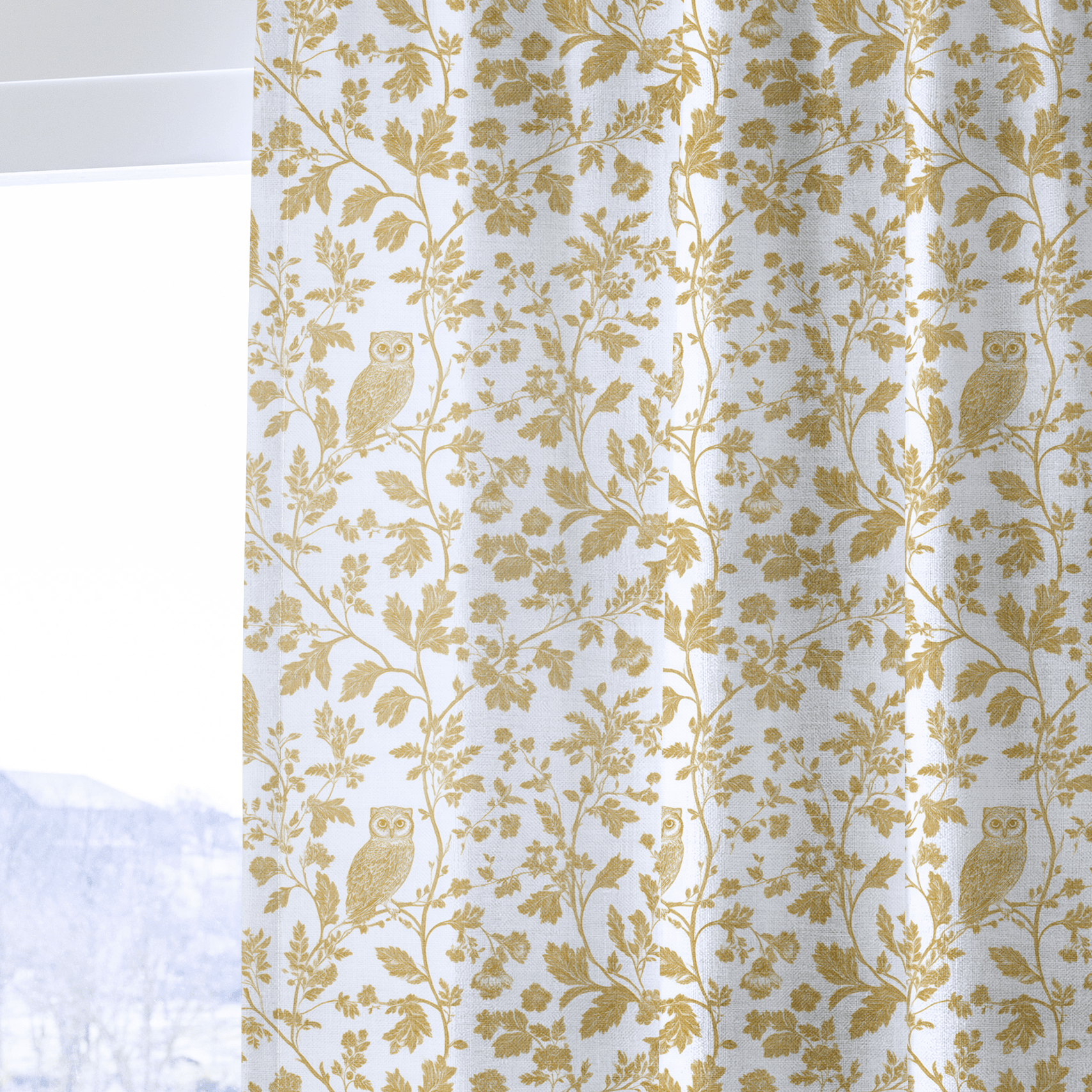 Golden Owl Friend - Drapery - Benton Lane Home - Lemon Park