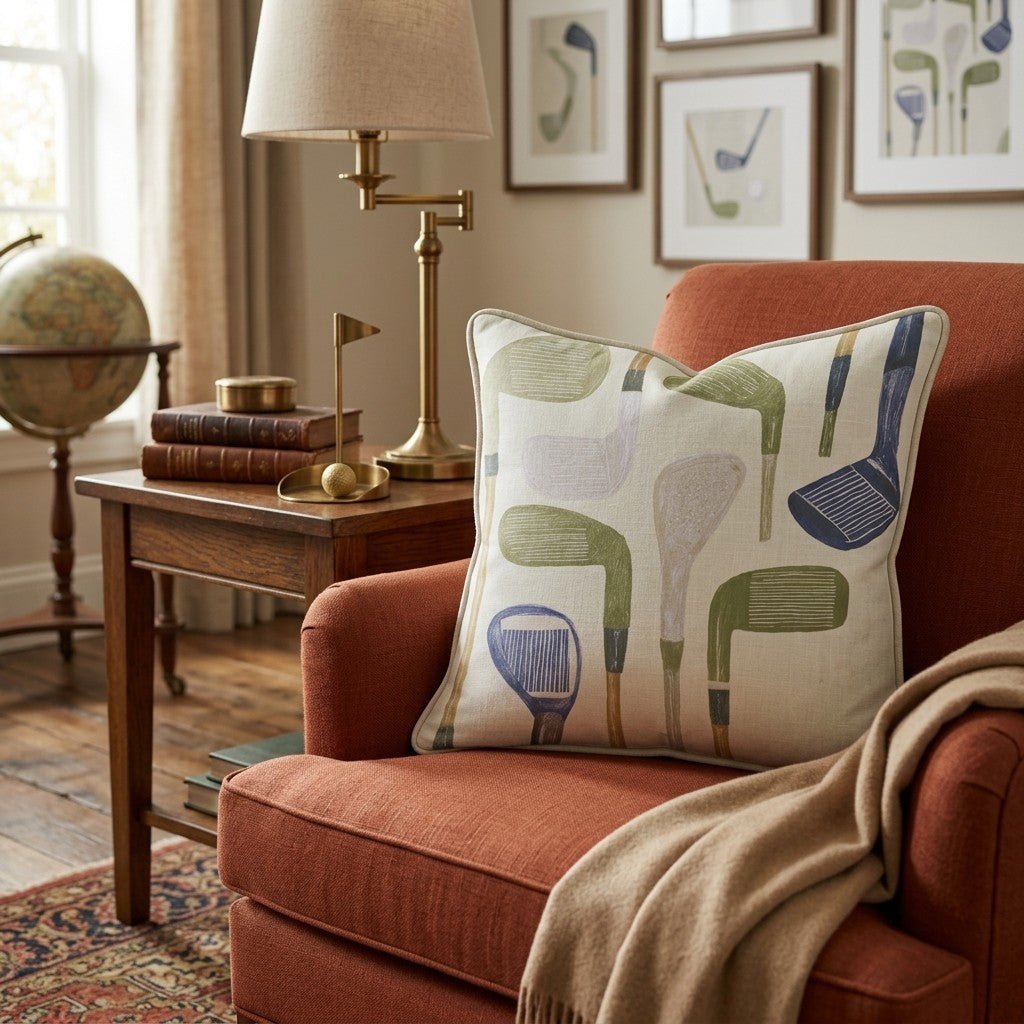 Golf Club Pattern Throw Pillow - Benton Lane Home - Hillcroft Home