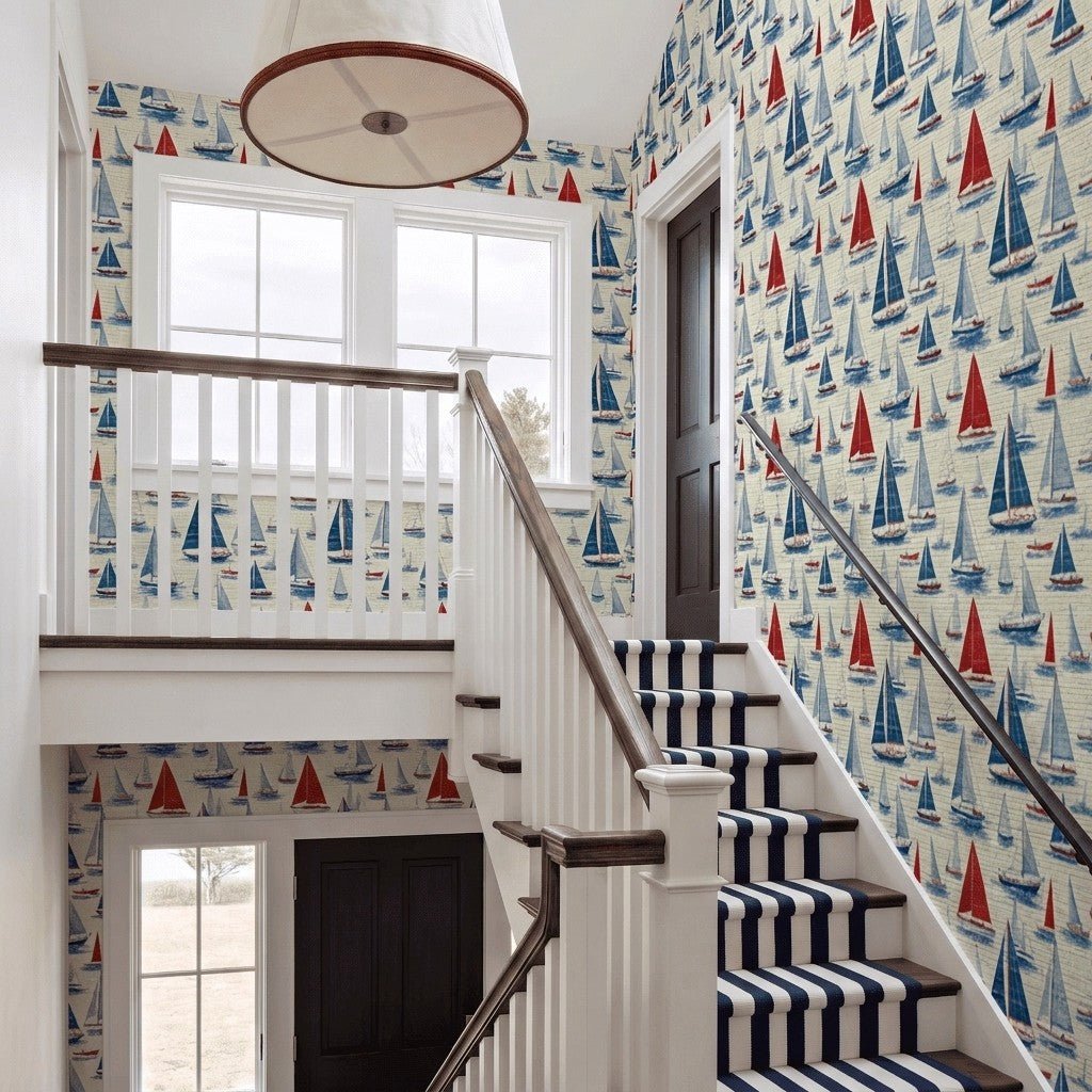 Gone Sailing Faux Grasscloth Wallpaper - Painted Paper