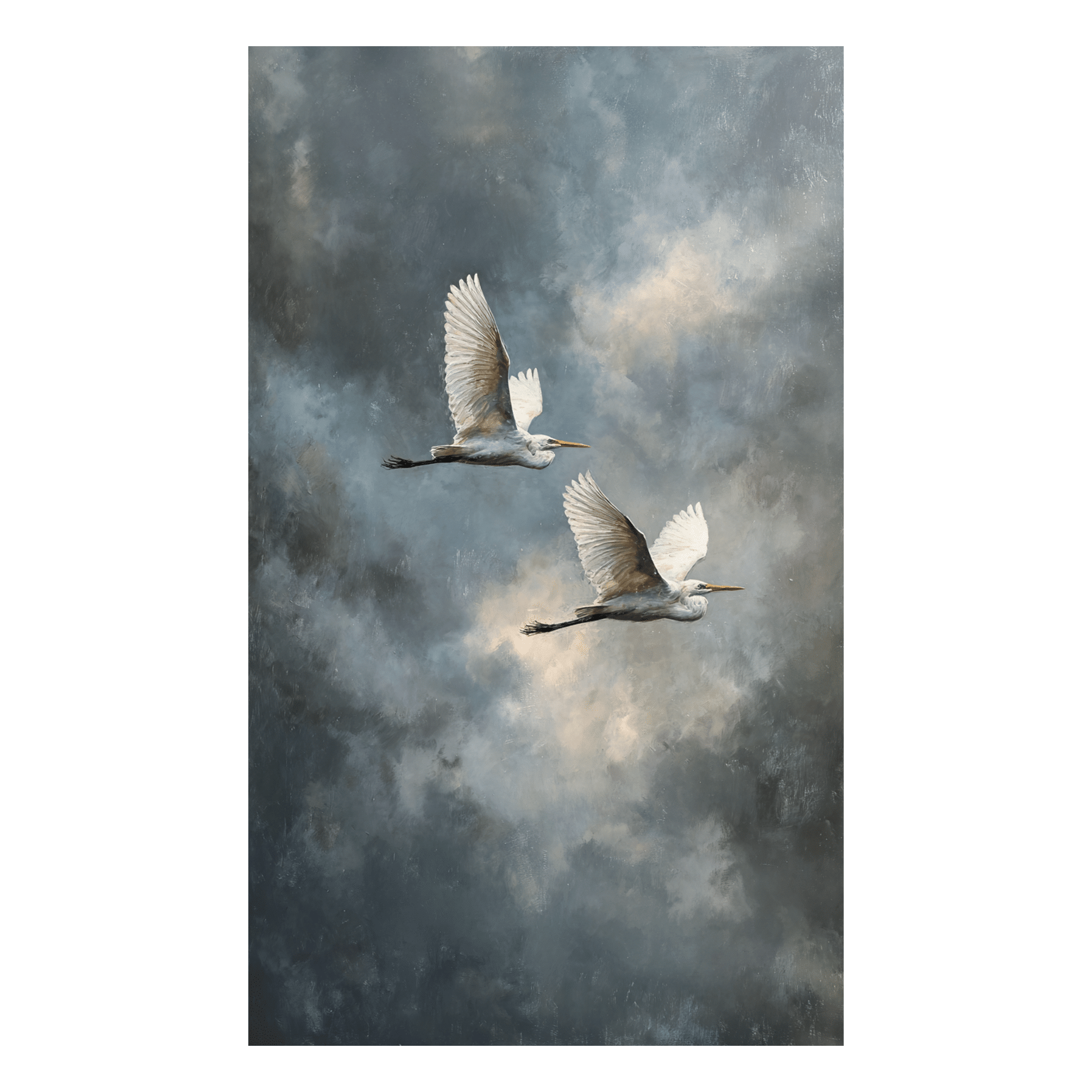 Great Egrets in Flight - Tapestry - Benton Lane Home - Painted Paper
