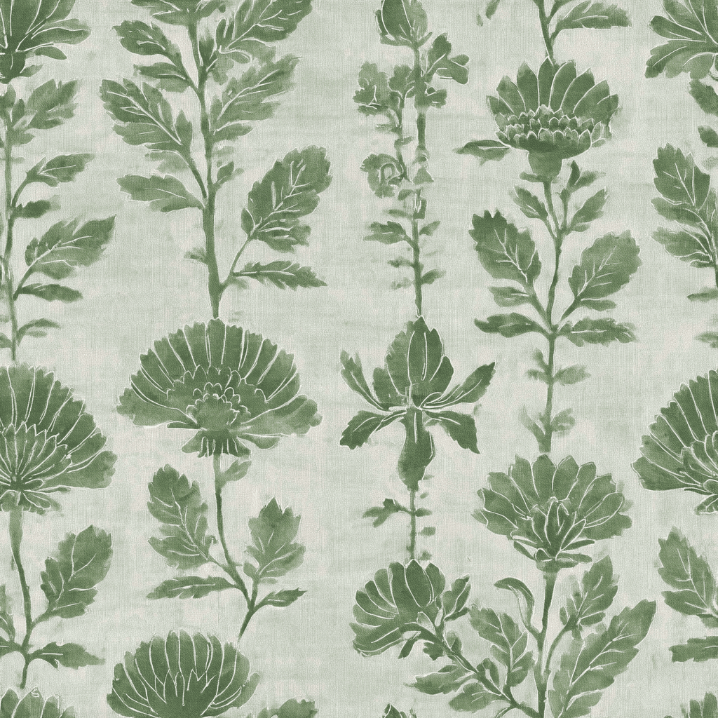 Green Court Florals Wallpaper - Painted Paper