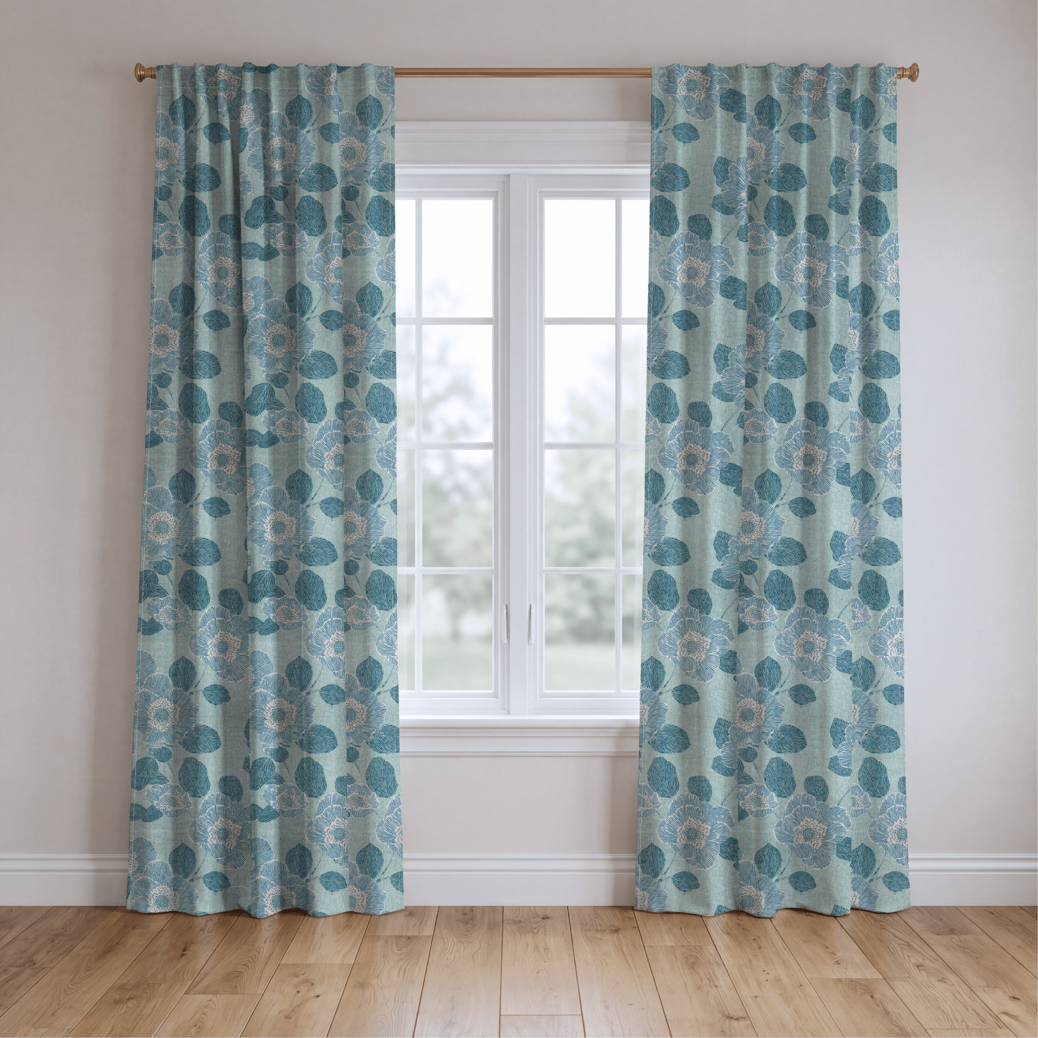 Green Rain Drops - Drapery - Benton Lane Home - Lemon Park