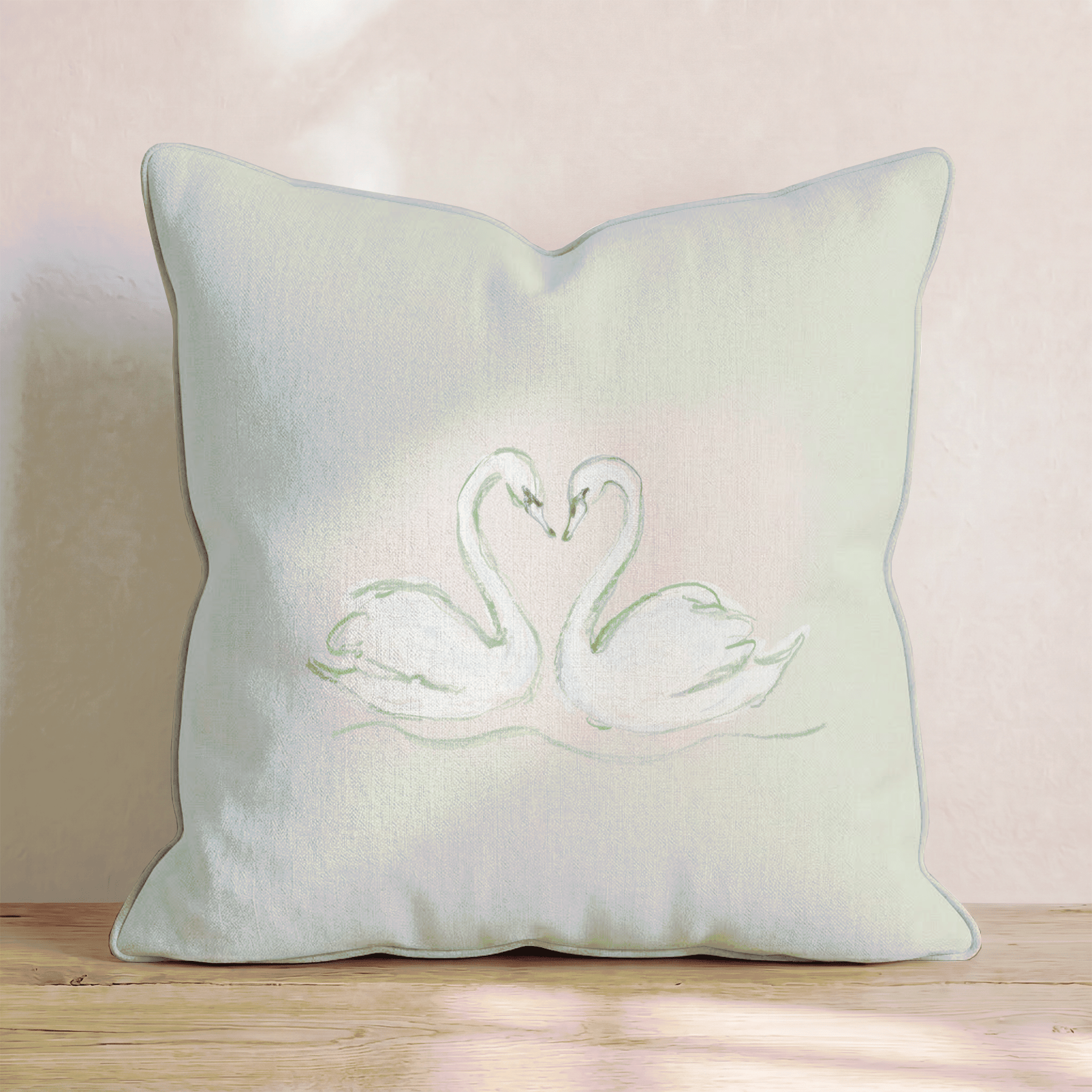 Green Swan Heart Throw Pillow - Benton Lane Home - Hillcroft Home