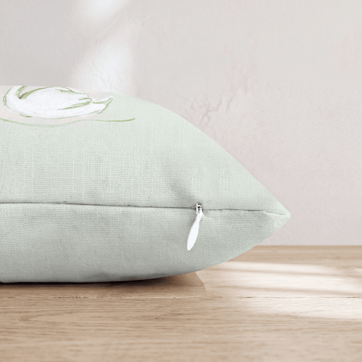 Green Swan Heart Throw Pillow - Hillcroft Home