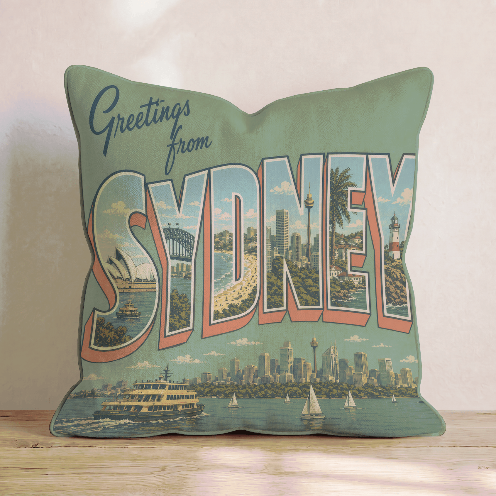 Greetings from Sydney Throw Pillow - Benton Lane Home - Hillcroft Home