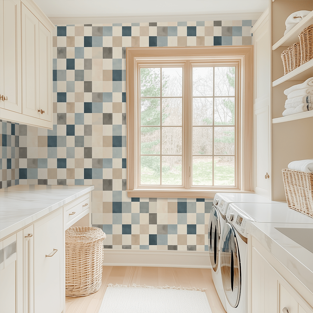 Harbor Check Wallpaper - Benton Lane Home - Painted Paper