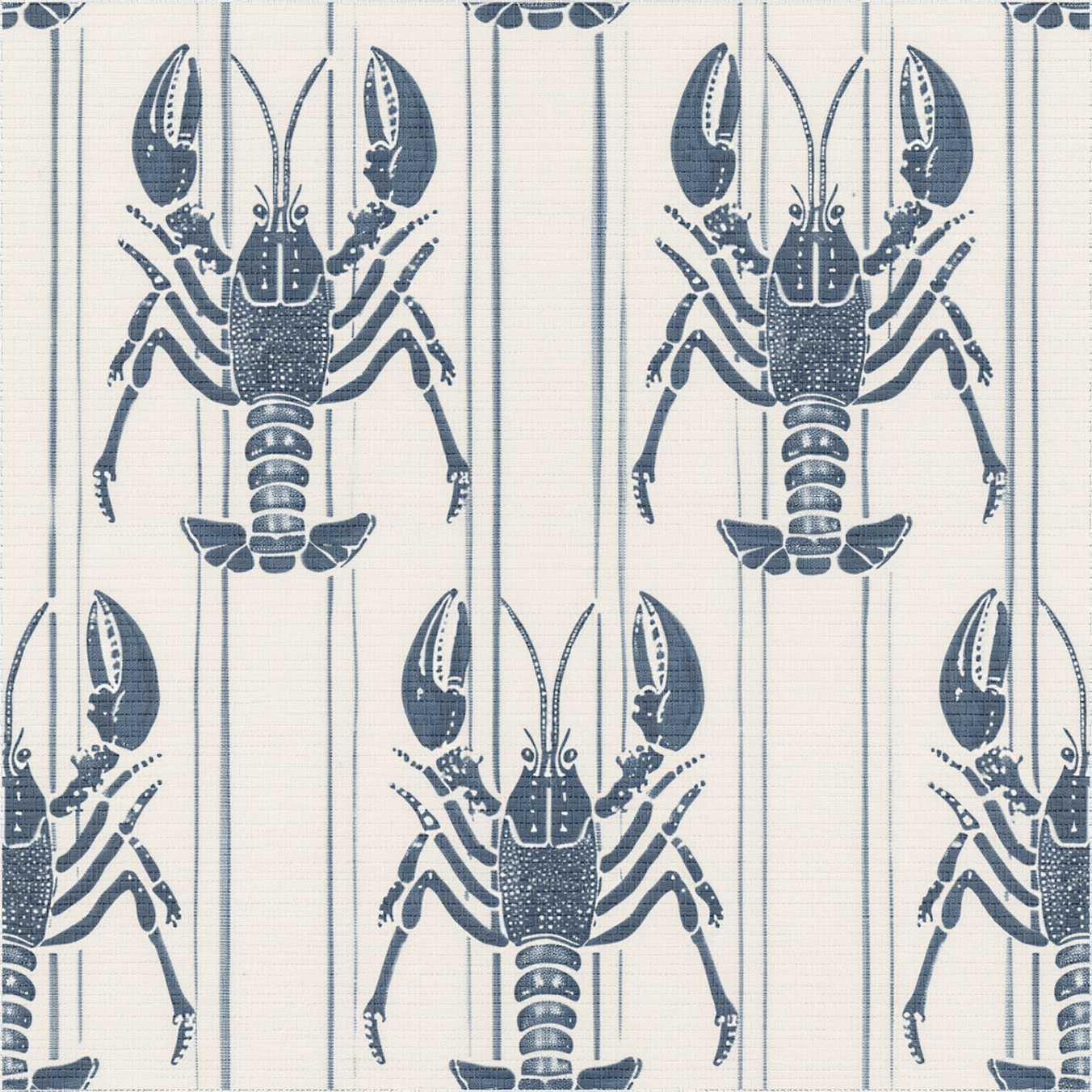 Harbor Lobsters Faux Grasscloth Wallpaper - Painted Paper
