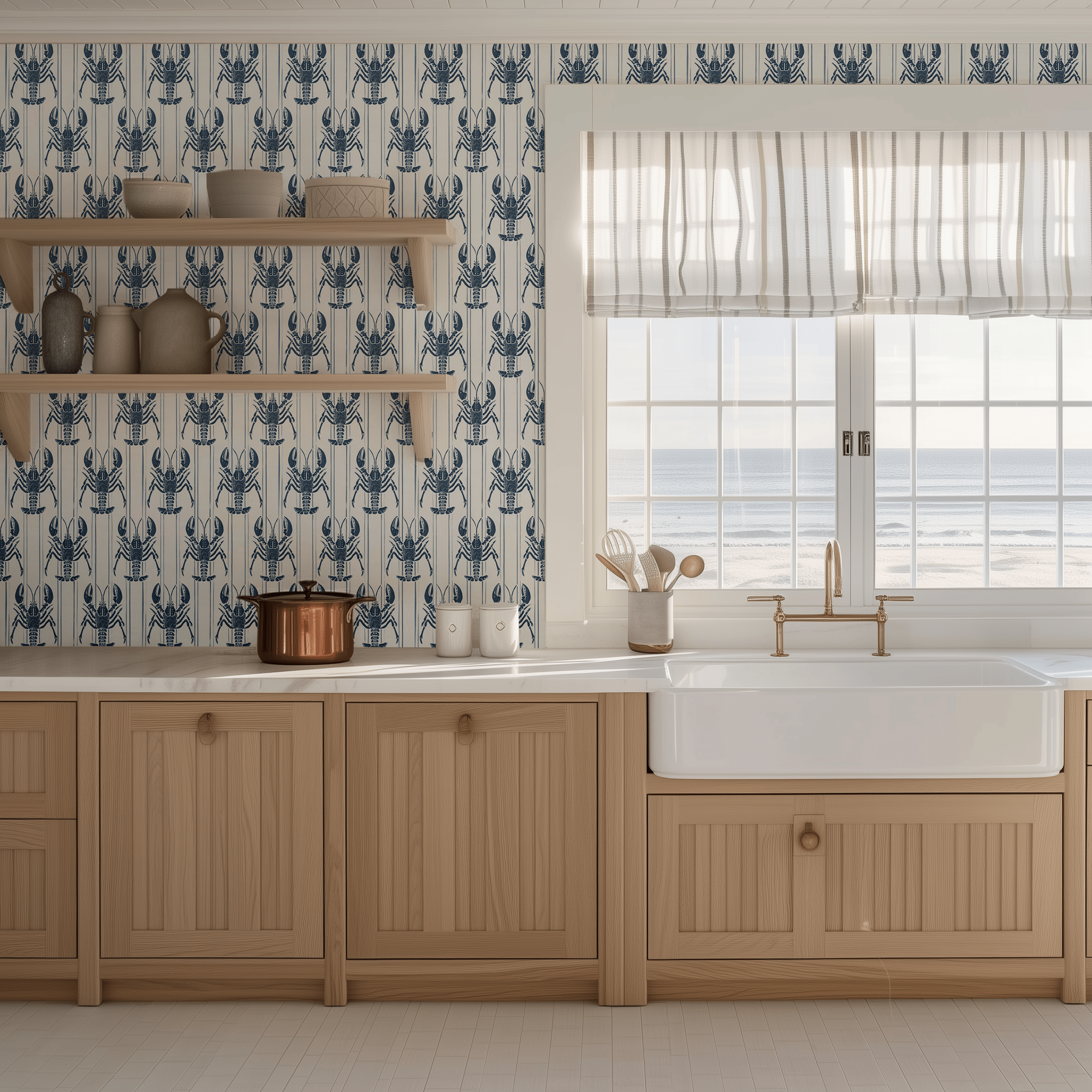 Harbor Lobsters Wallpaper - Painted Paper