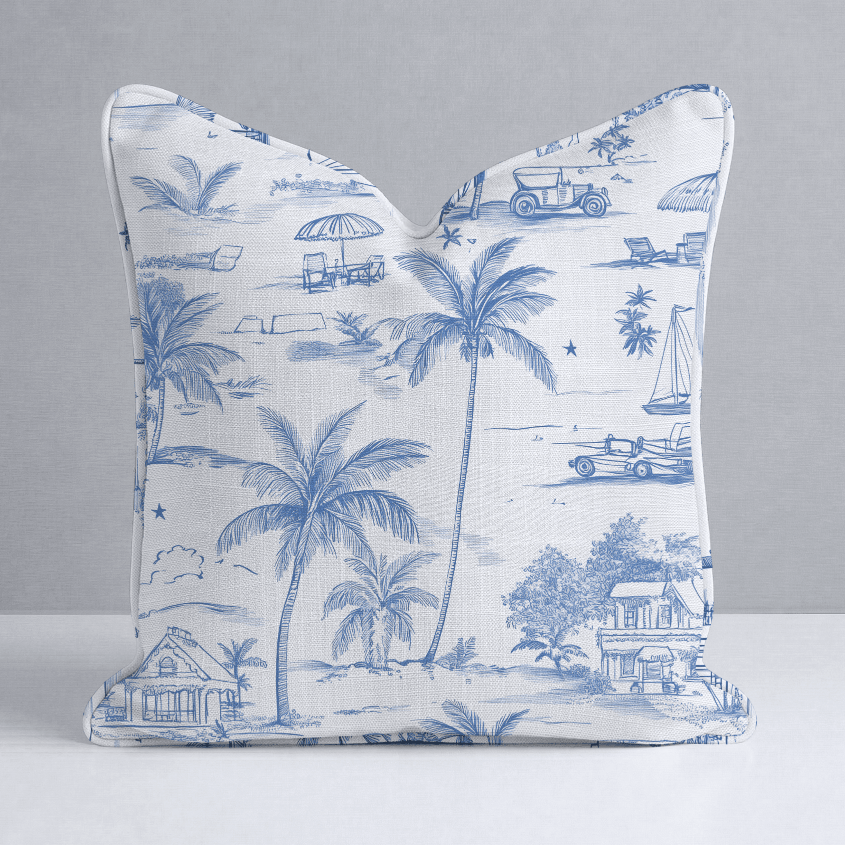 Harbor Toile Throw Pillow - Benton Lane Home - Lemon Park