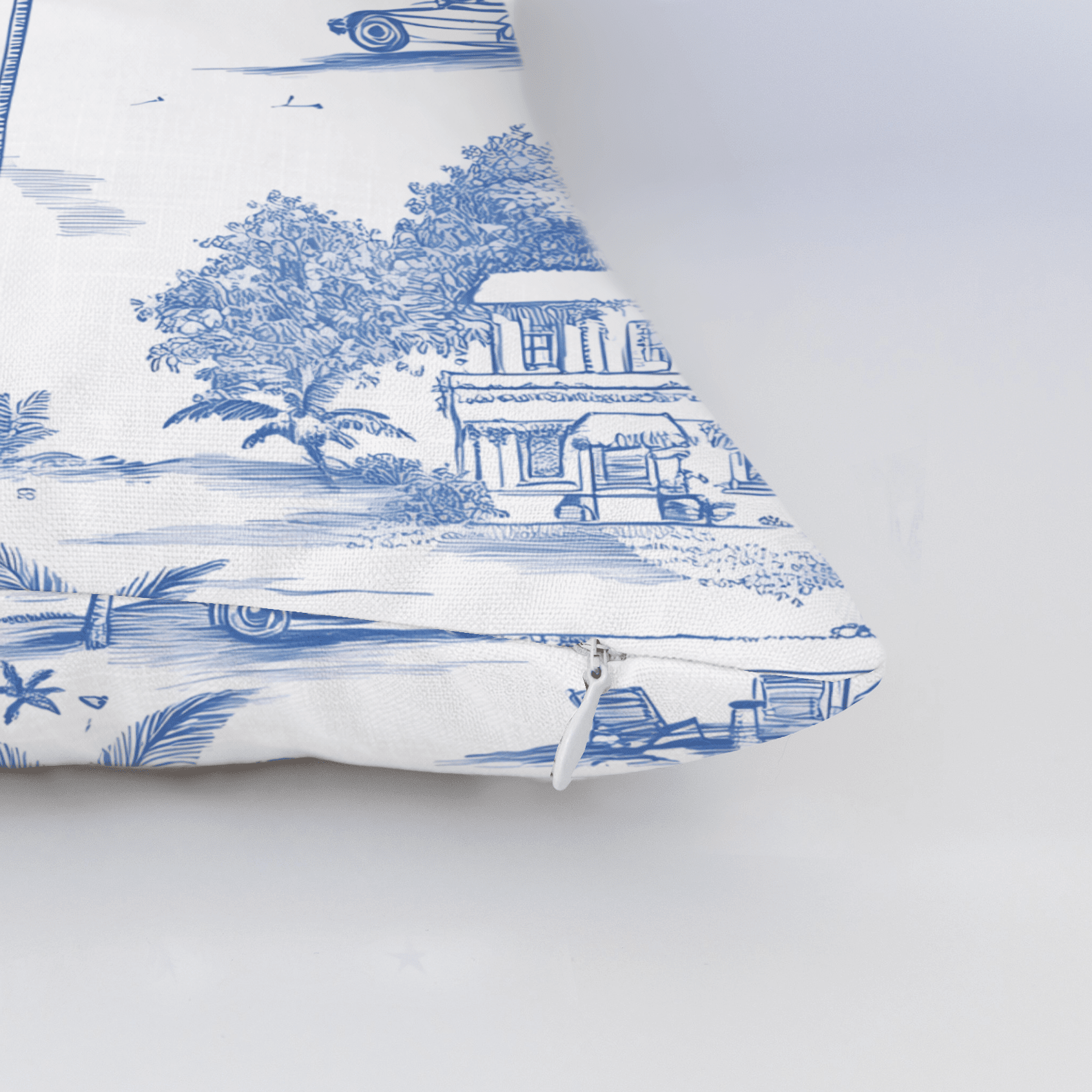 Harbor Toile Throw Pillow - Benton Lane Home - Lemon Park