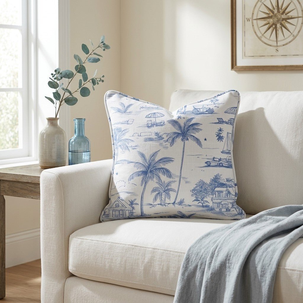 Harbor Toile Throw Pillow - Benton Lane Home - Lemon Park