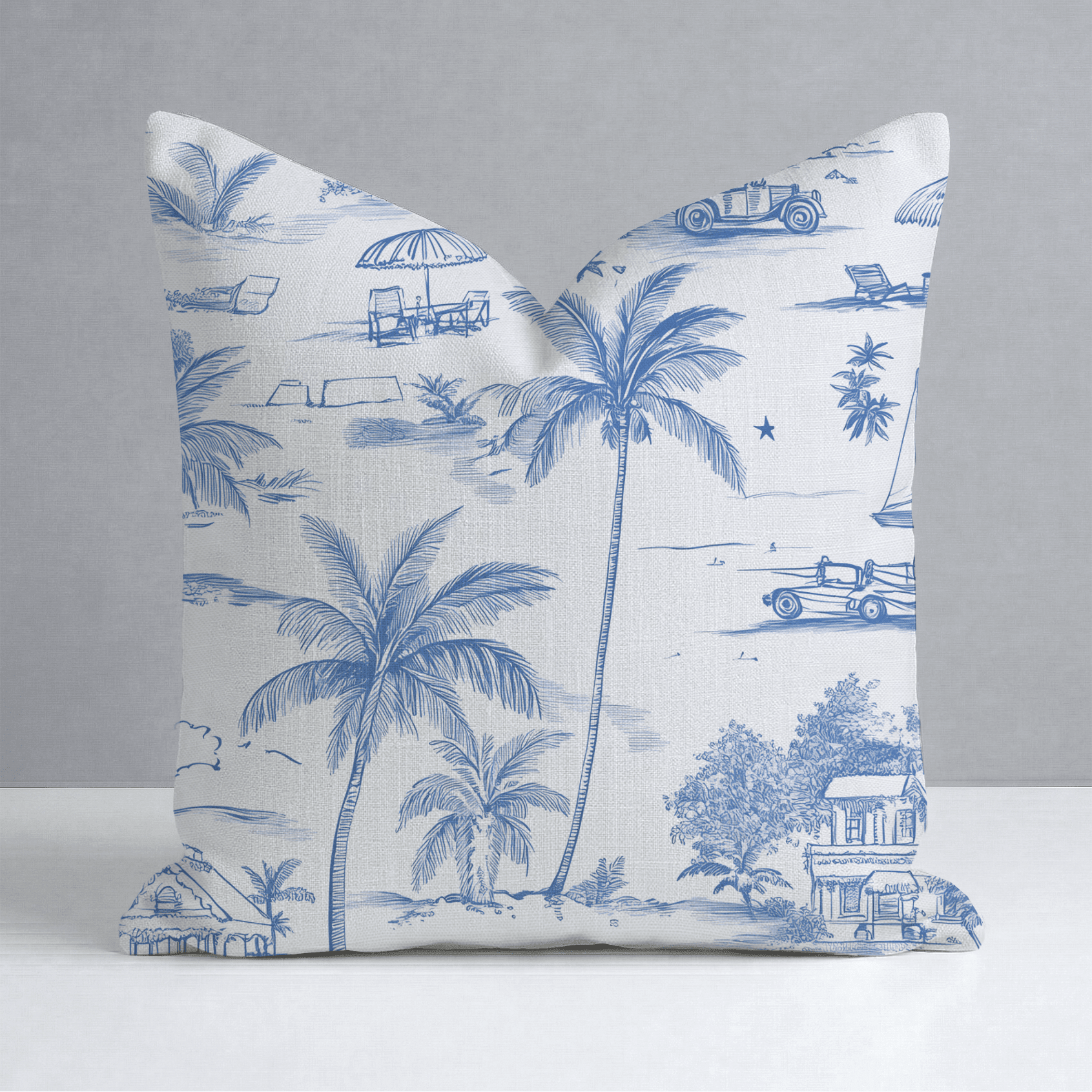 Harbor Toile Throw Pillow - Benton Lane Home - Lemon Park