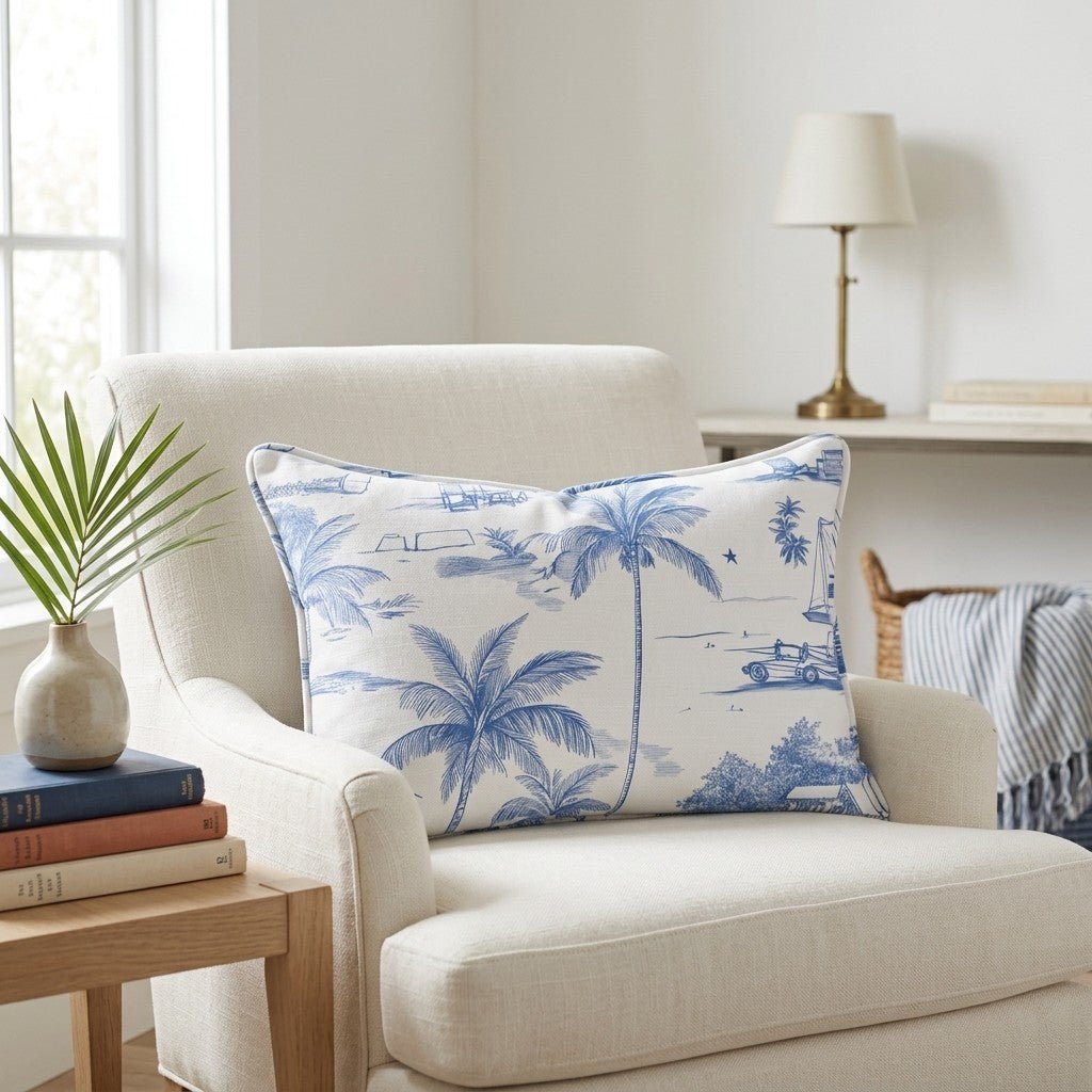 Harbor Toile Throw Pillow - Benton Lane Home - Lemon Park