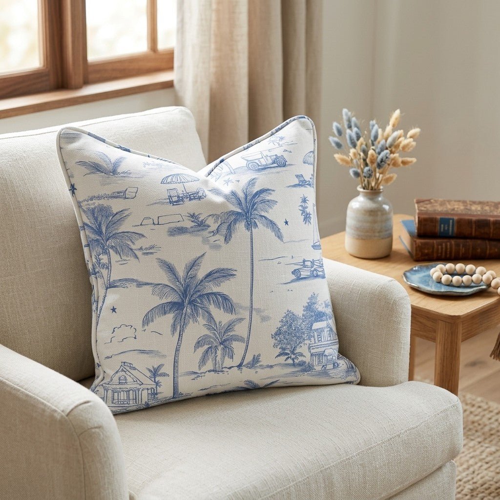 Harbor Toile Throw Pillow - Benton Lane Home - Lemon Park