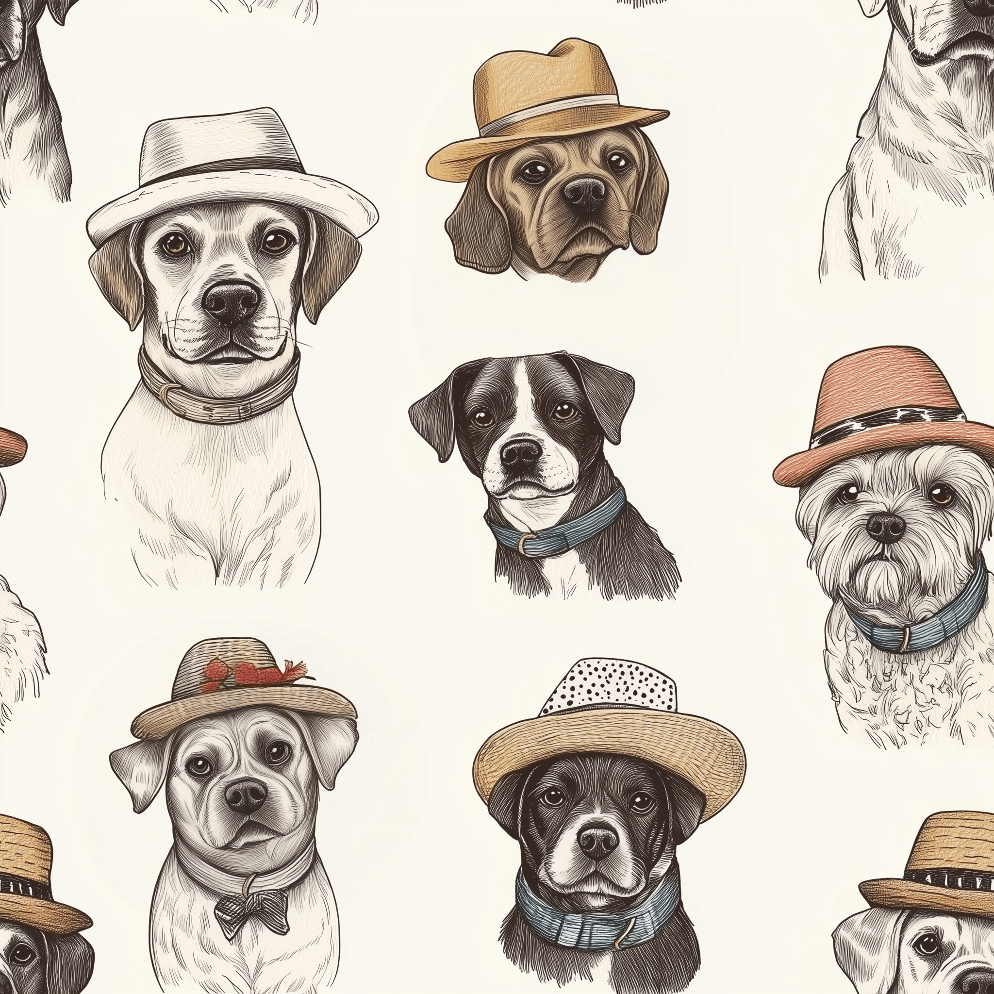 Hats Off to Dogs Wallpaper - Benton Lane Home - Painted Paper