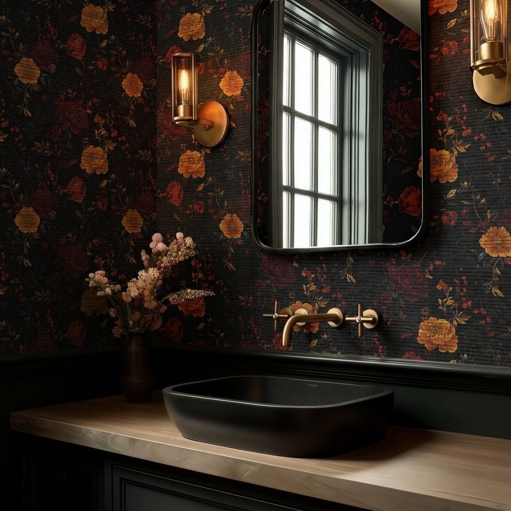 Haunted Floral Faux Grasscloth Wallpaper - Painted Paper