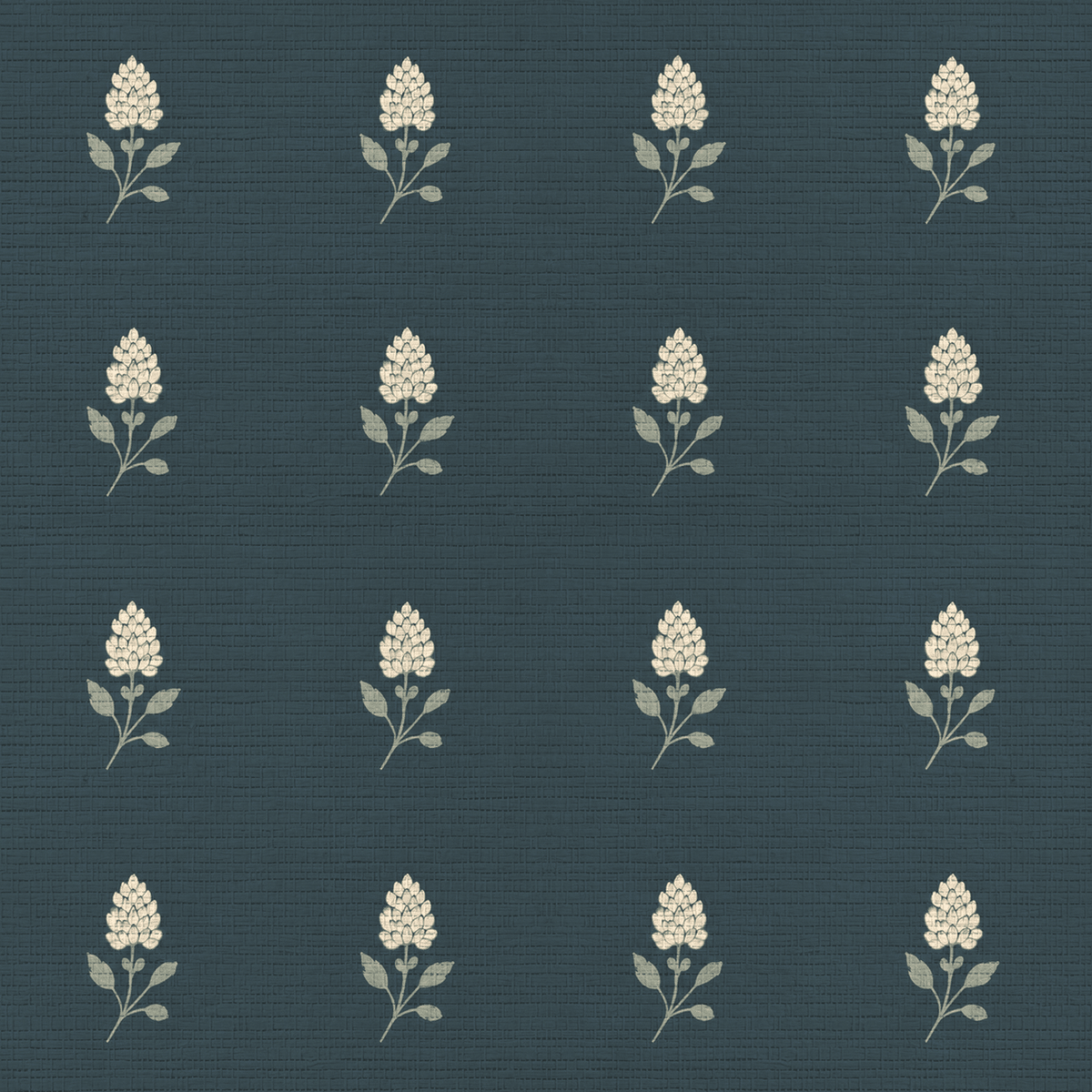 Hedgerow Teal Floral Faux Grasscloth Wallpaper - Lemon Park