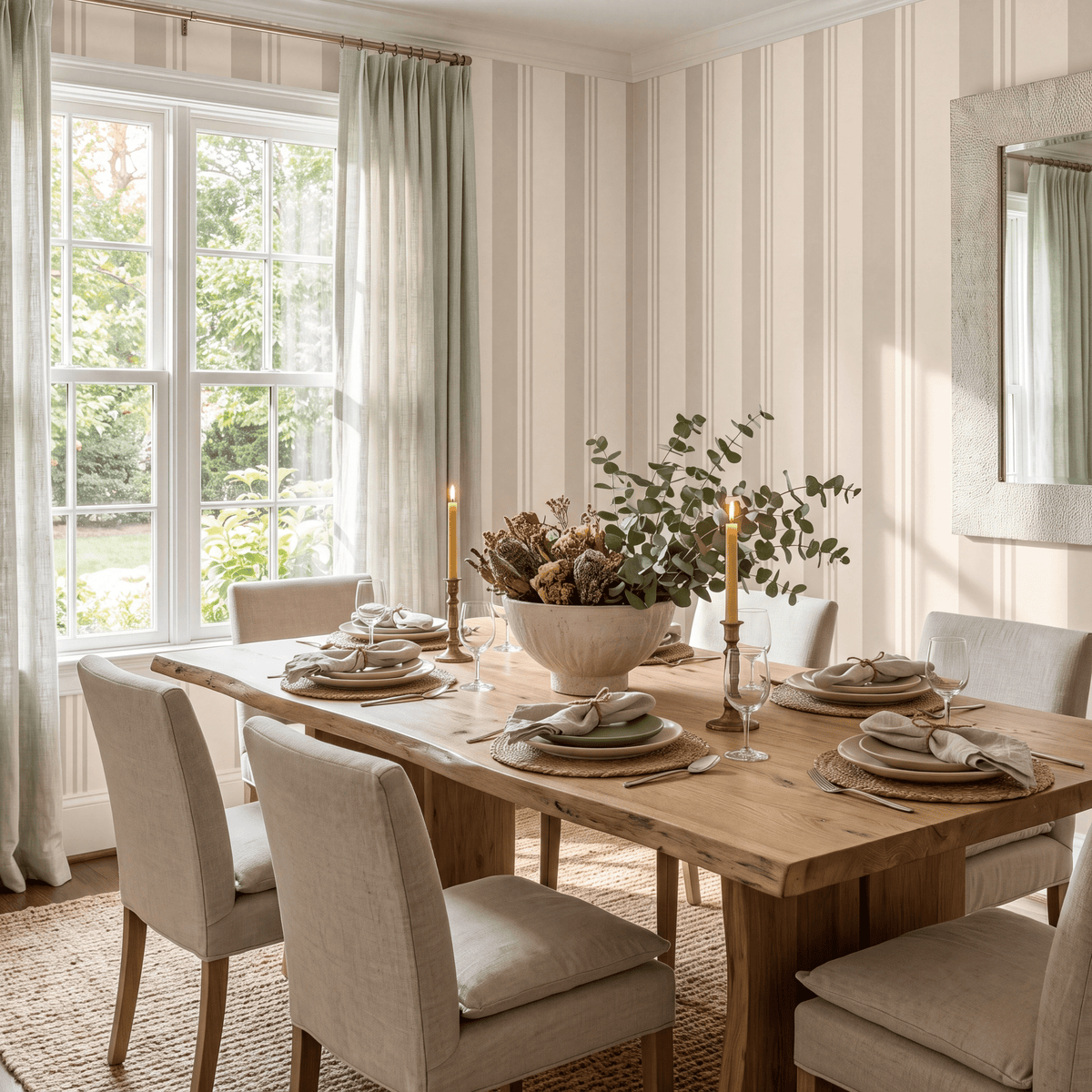 Hedgerow Travertine Stripes Wallpaper - Lemon Park