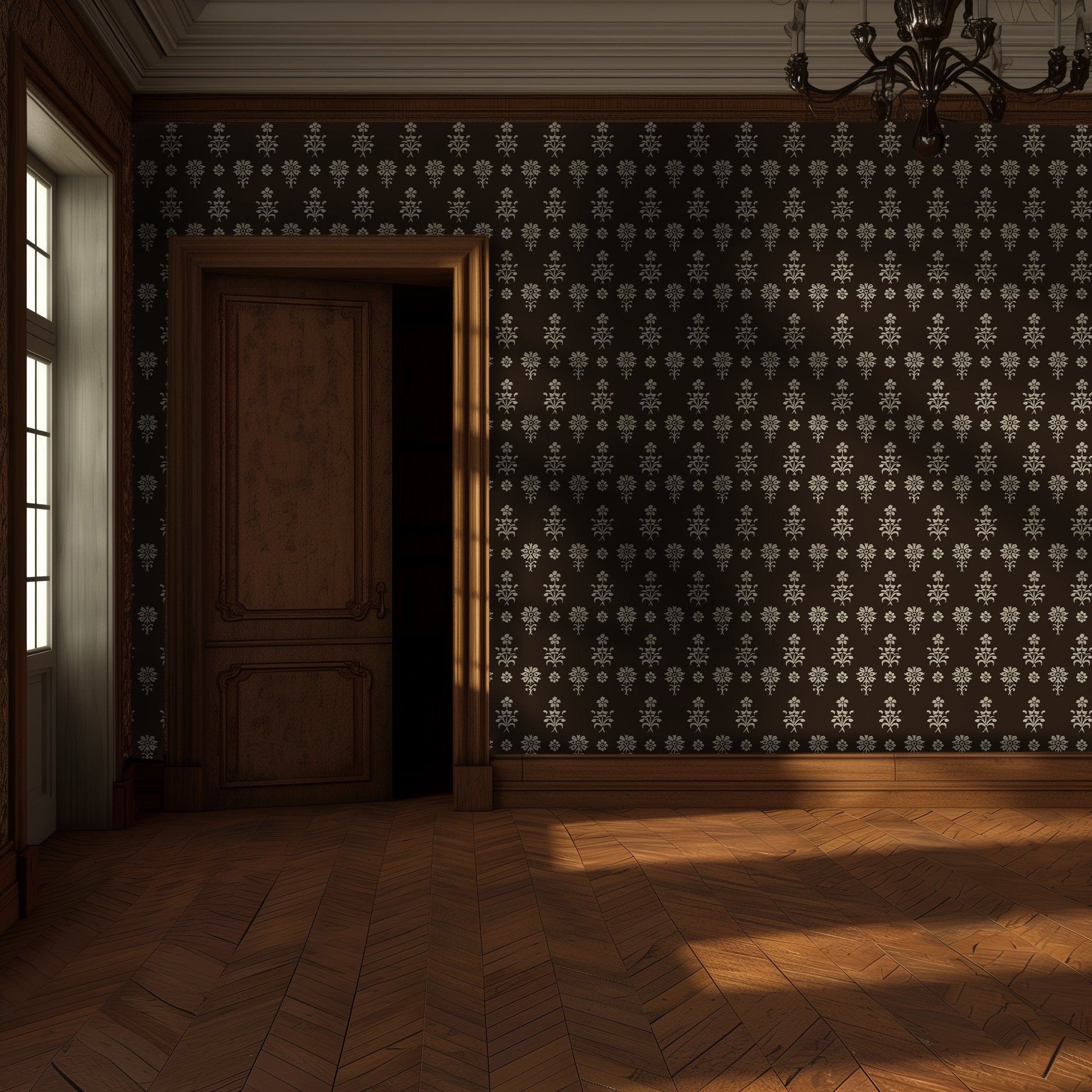 Heirloom Umber Floral Wallpaper - Benton Lane Home - Painted Paper