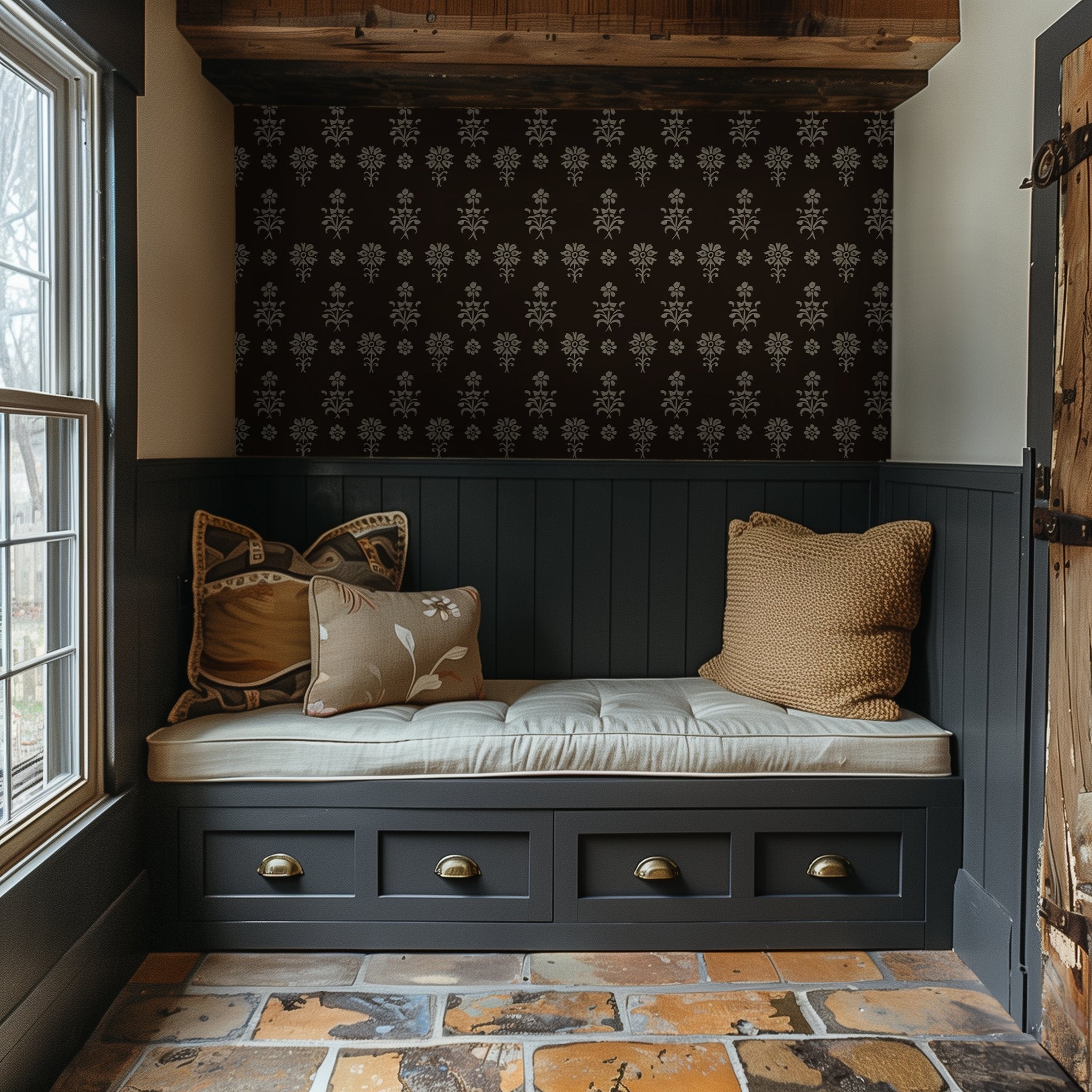 Heirloom Umber Floral Wallpaper - Benton Lane Home - Painted Paper