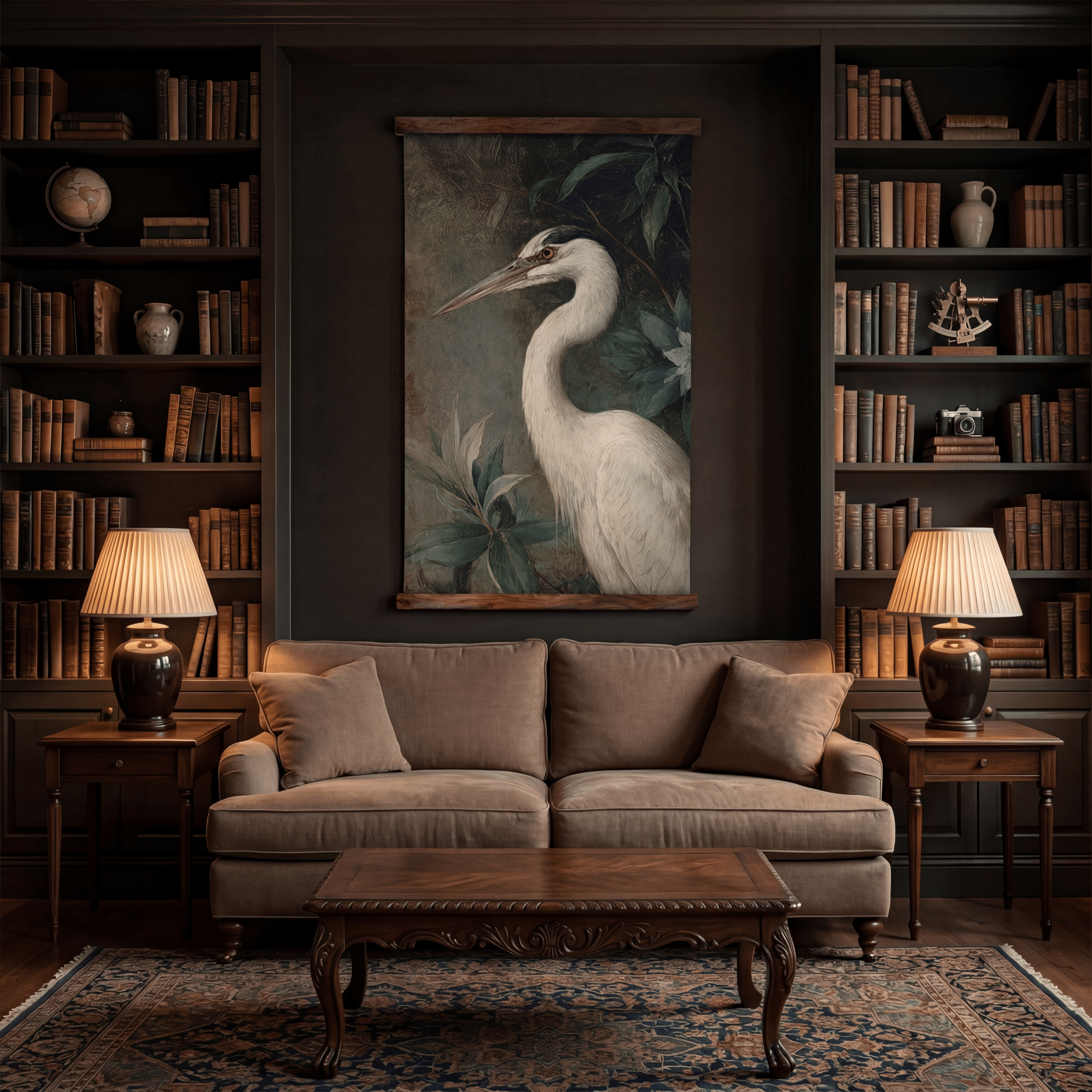 Heron in the Shadows - Tapestry - Benton Lane Home - Painted Paper