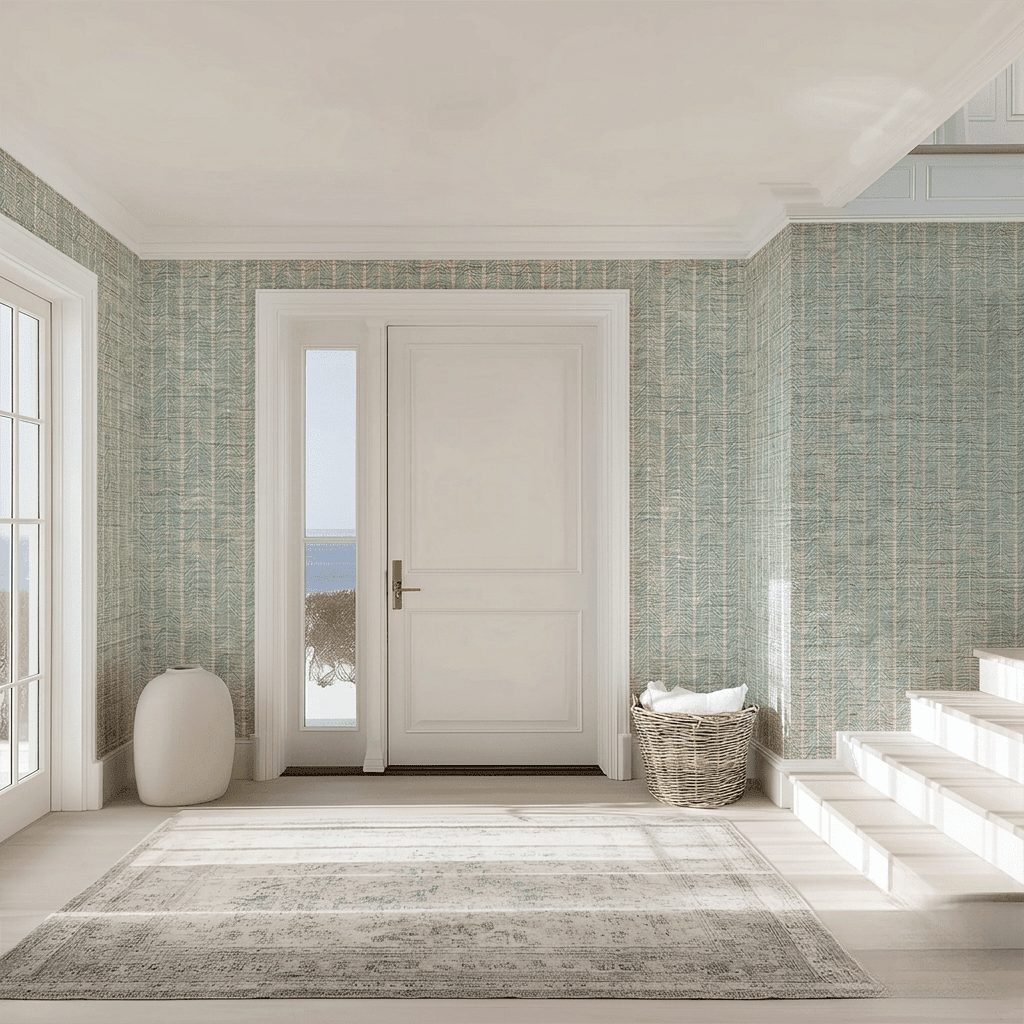 Herringbone Harbor Faux Grasscloth Wallpaper - Benton Lane Home - Painted Paper