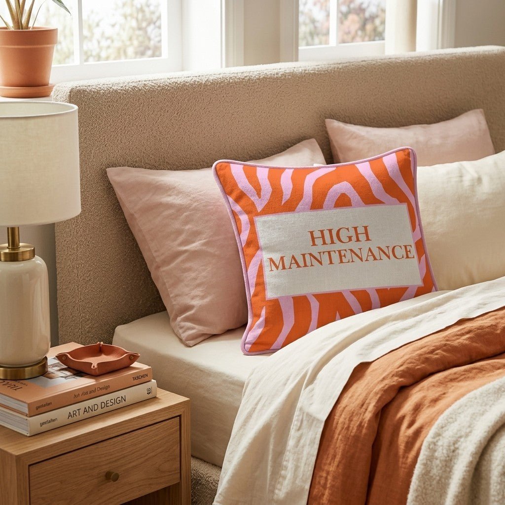 High Maintenance Throw Pillow - Benton Lane Home - Hillcroft Home