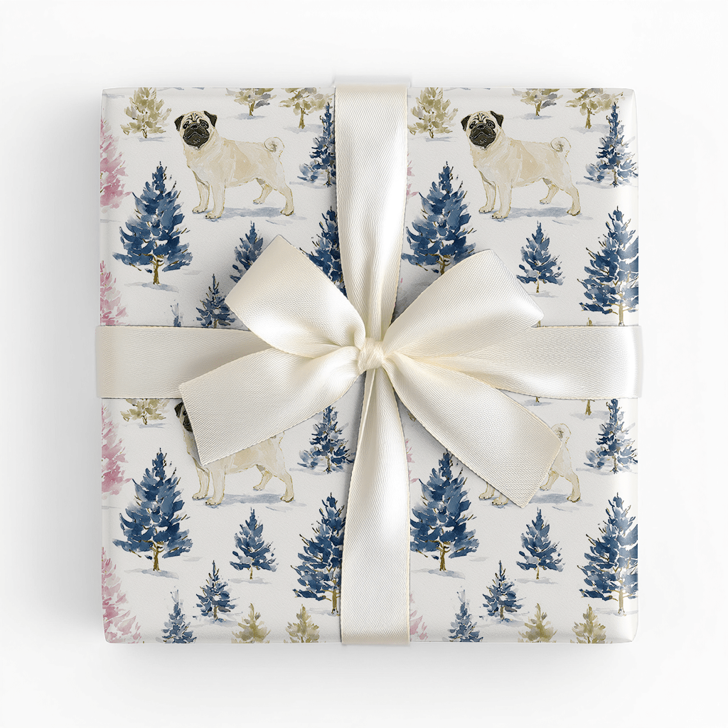 Holly Jolly Pug - Wrapping Paper - Benton Lane Home - Lemon Park