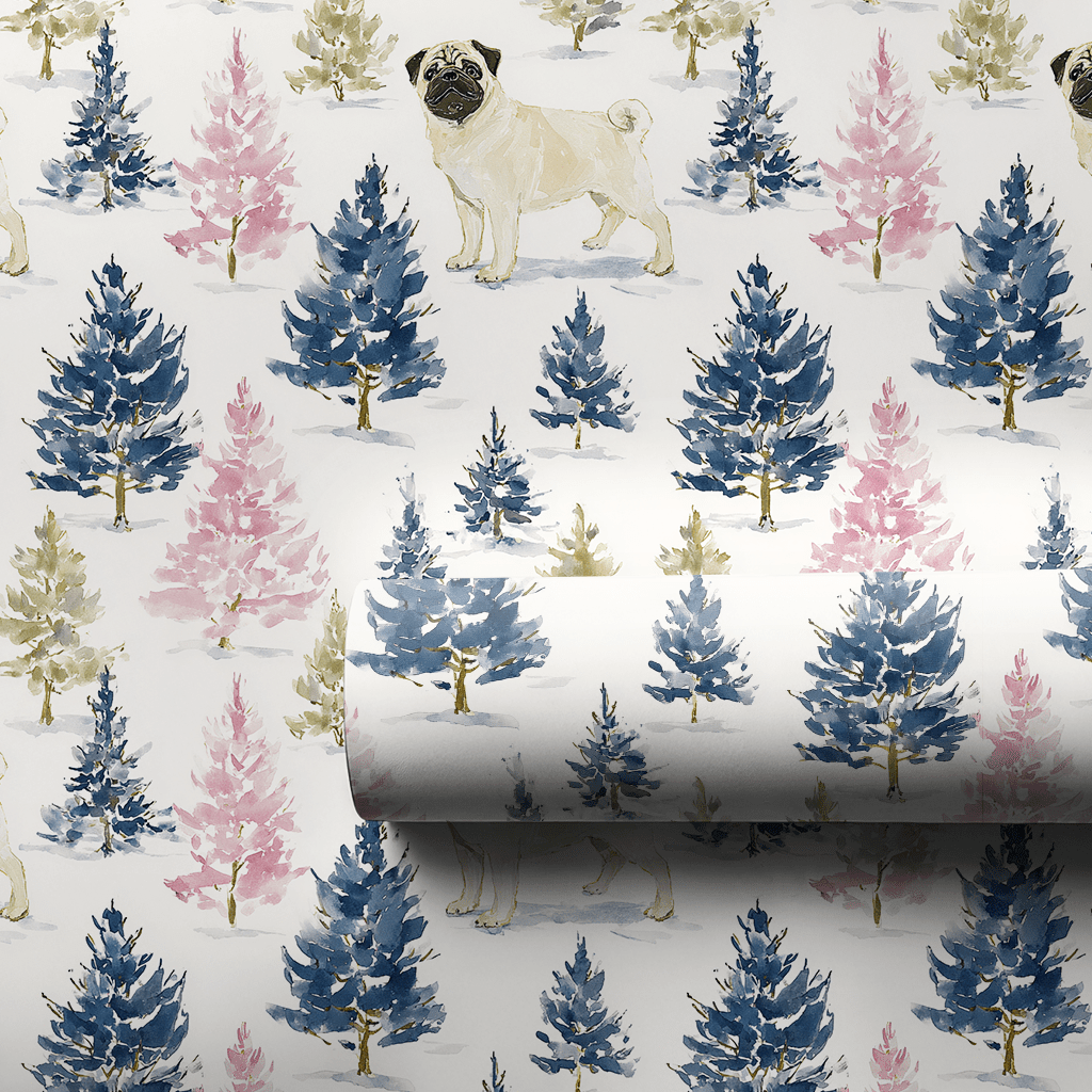 Holly Jolly Pug - Wrapping Paper - Benton Lane Home - Lemon Park