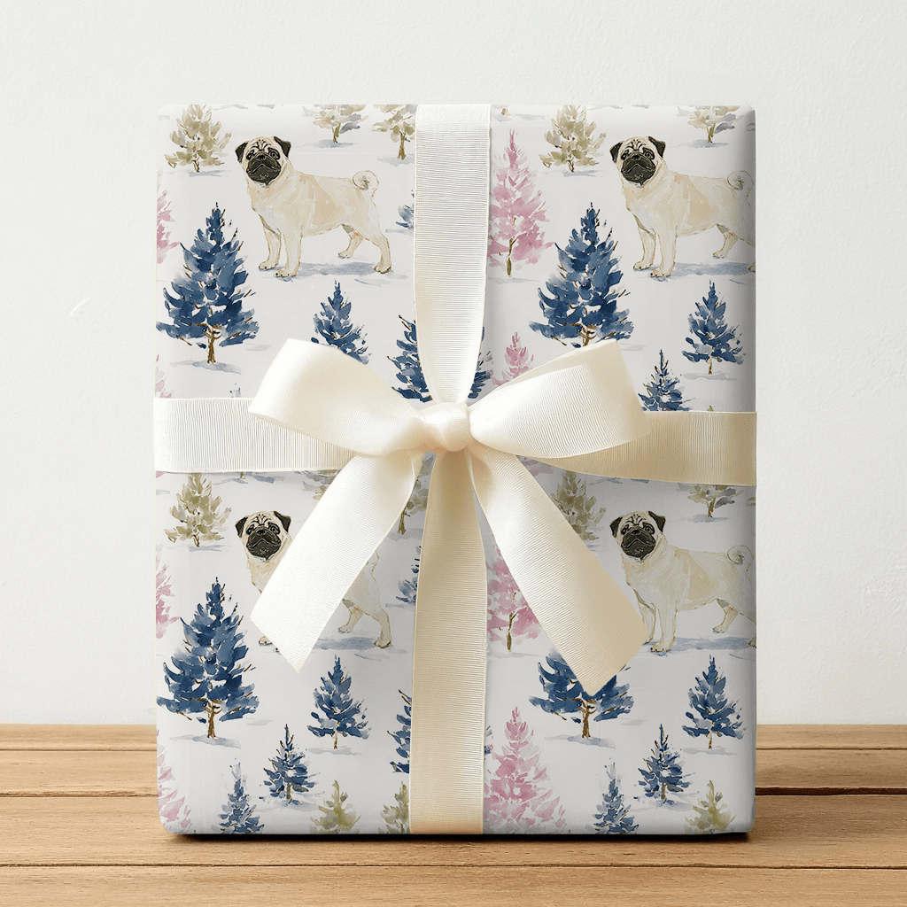 Holly Jolly Pug - Wrapping Paper - Benton Lane Home - Lemon Park