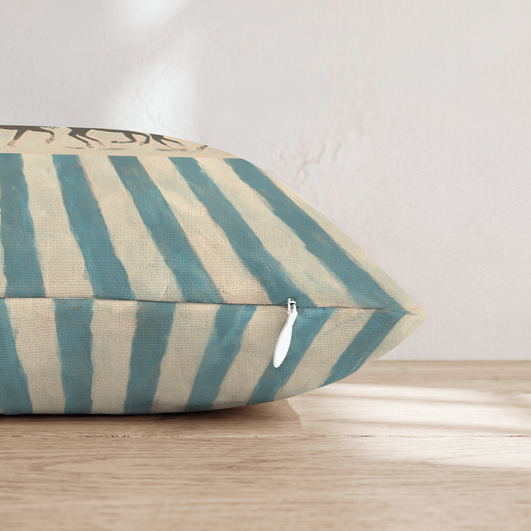 Horse Blue Stripes Throw Pillow - Hillcroft Home