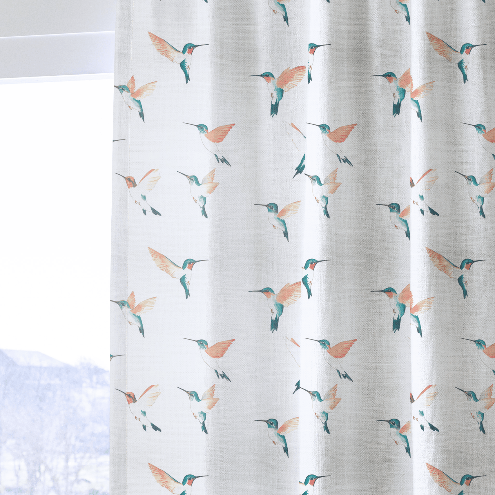Hummingbirds - Drapery - Benton Lane Home - Lemon Park